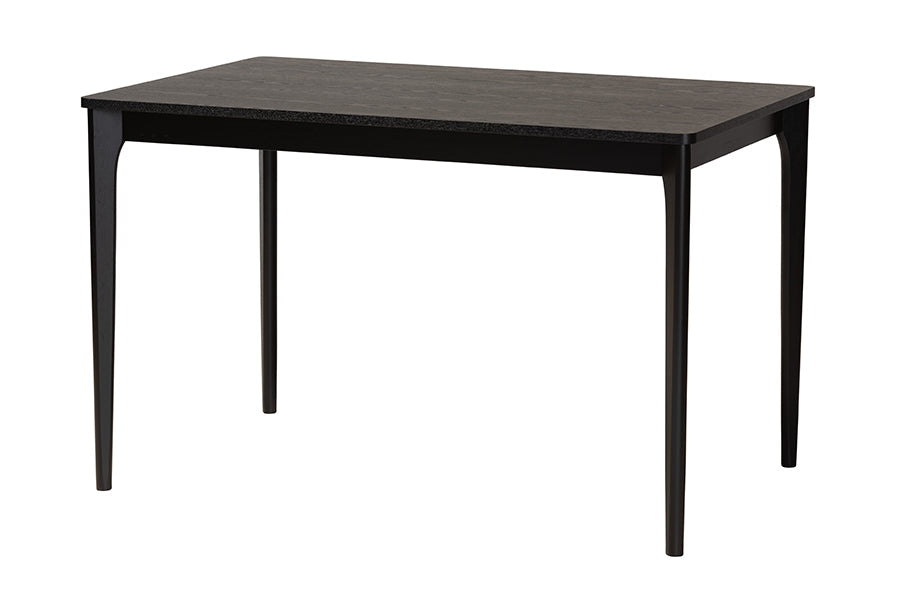 Darrion Mid-Century Modern Cream Fabric and Black Finished Wood 5-Piece Dining Set