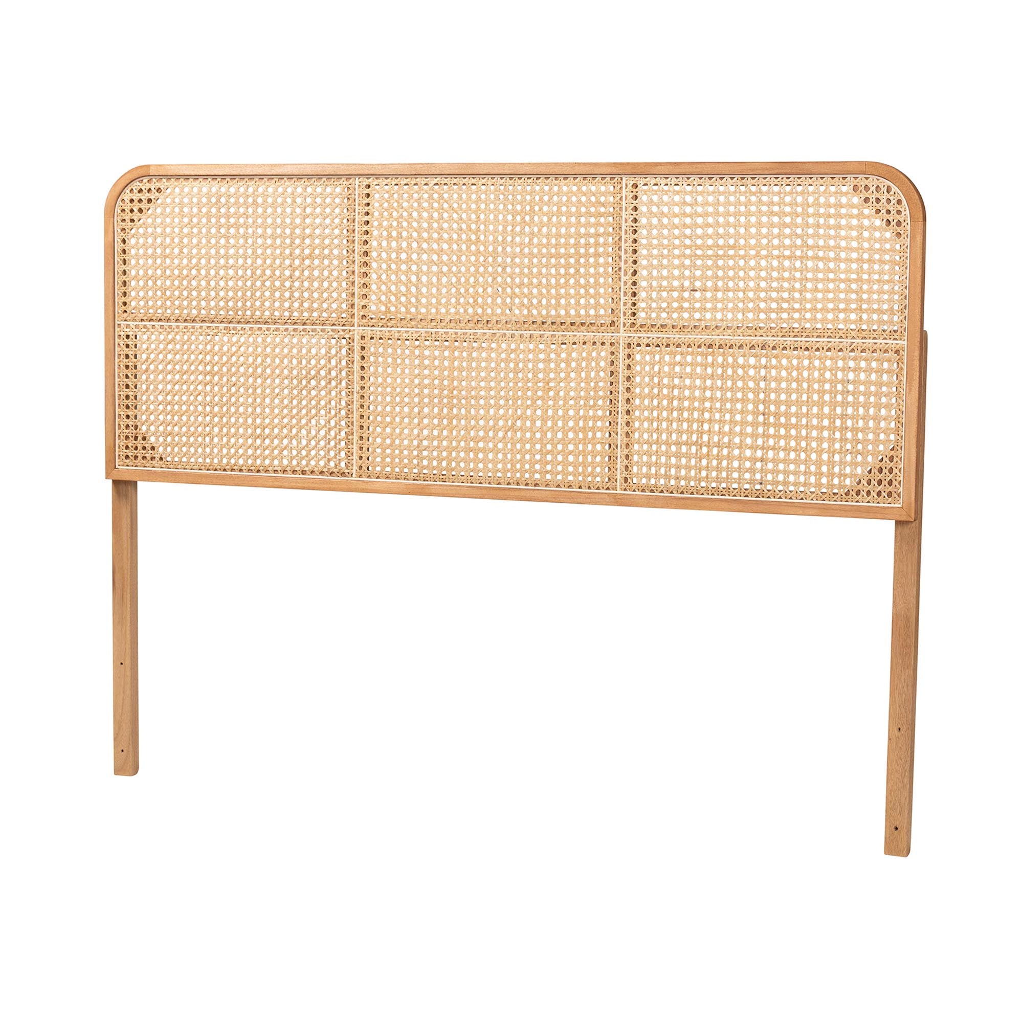 Lainer Modern Bohemian Natural Brown Finished Bayur Wood and Bamboo Queen Size Headboard