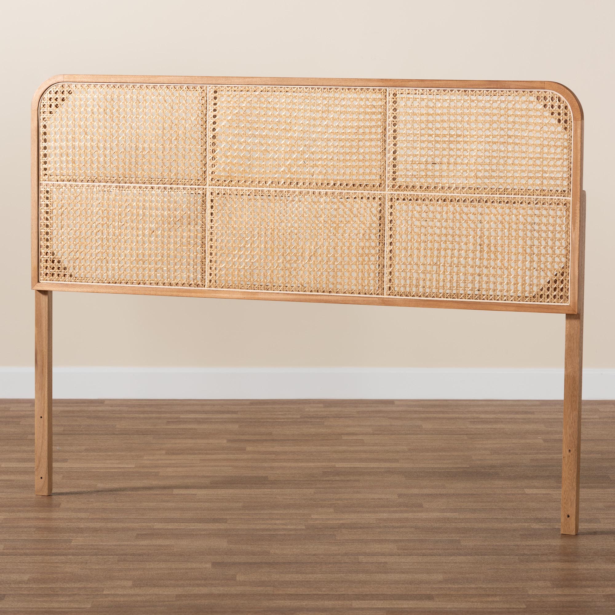 Lainer Modern Bohemian Natural Brown Finished Bayur Wood and Bamboo Queen Size Headboard