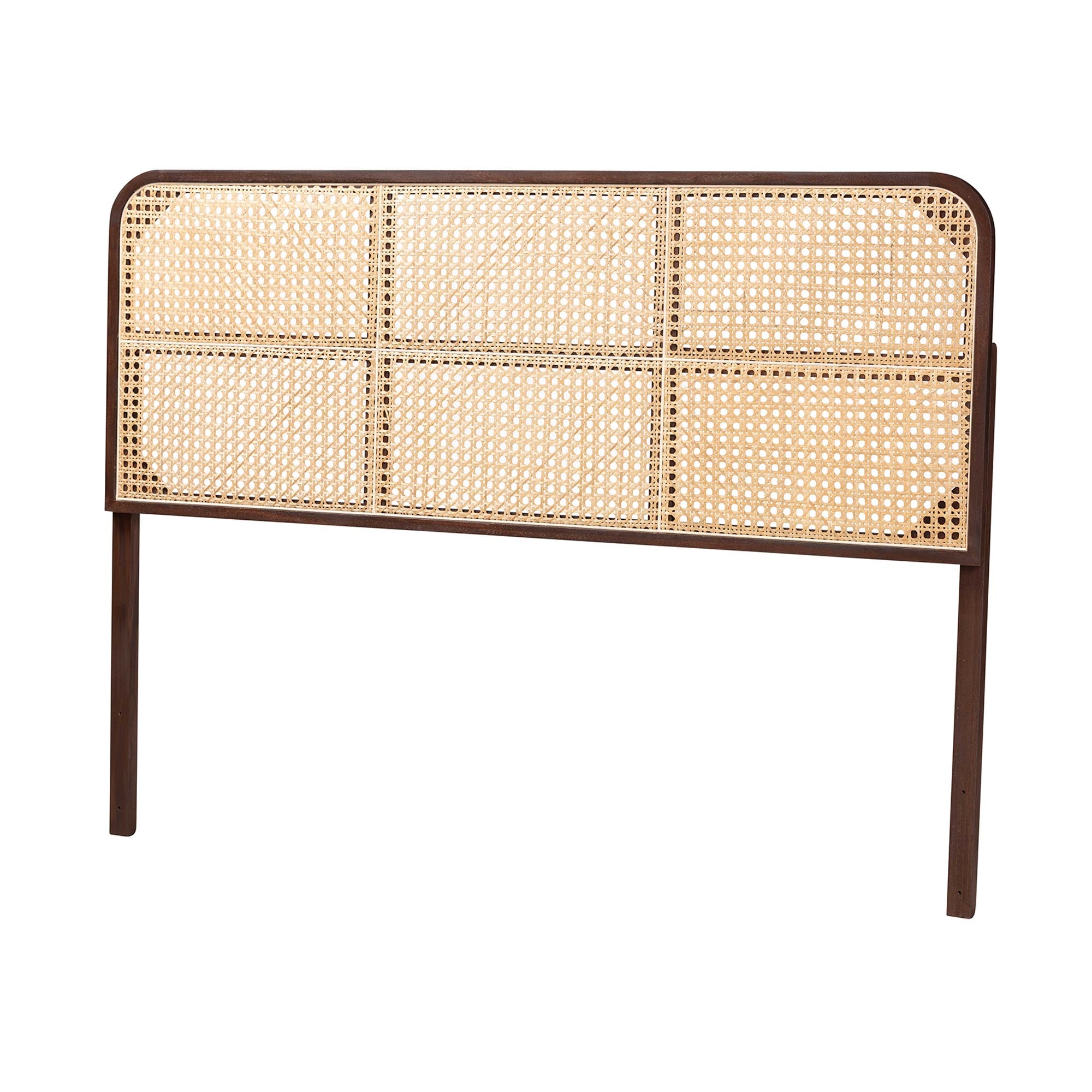 Lainer Modern Bohemian Dark Brown Finished Bayur Wood and Natural Bamboo Queen Size Headboard