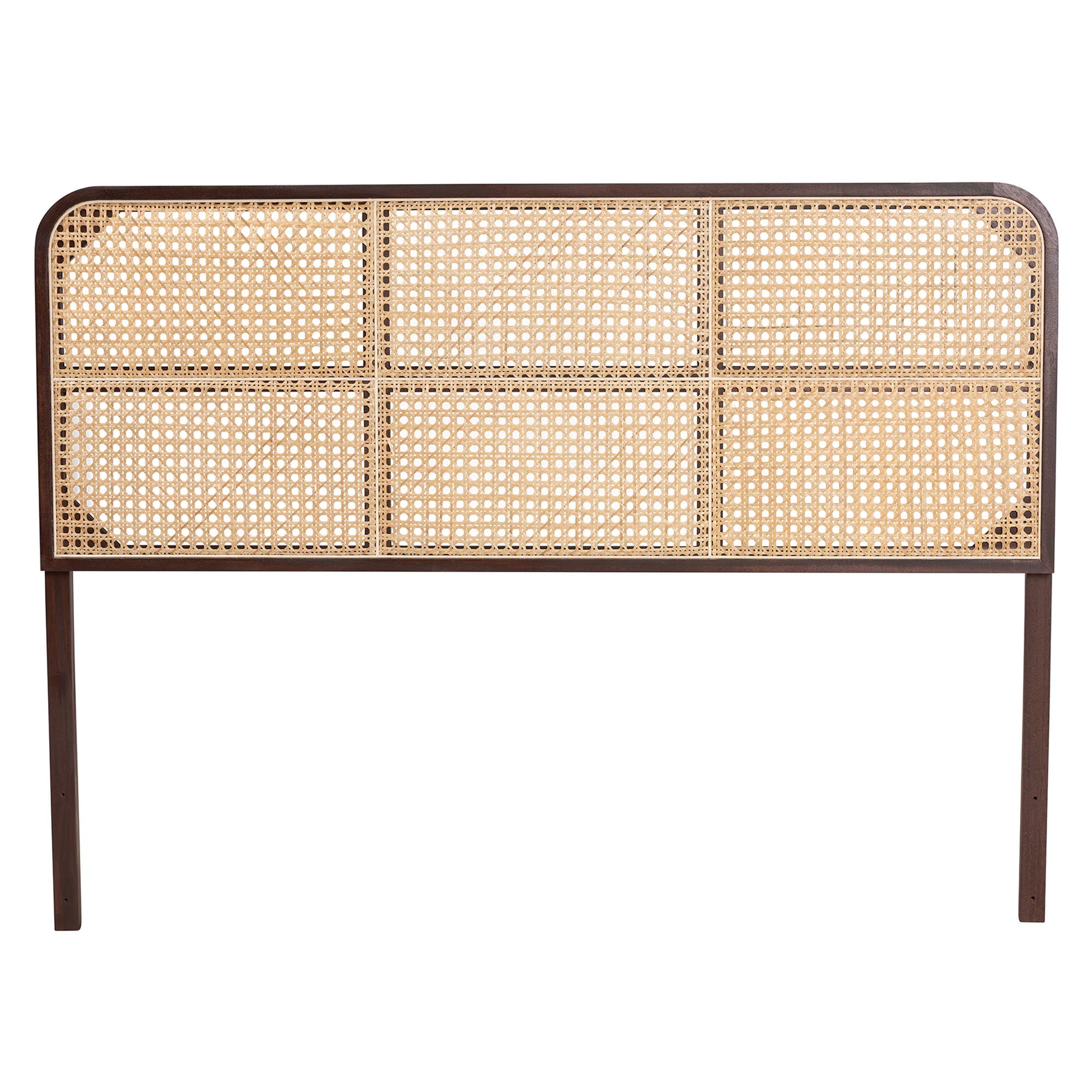Lainer Modern Bohemian Dark Brown Finished Bayur Wood and Natural Bamboo Queen Size Headboard