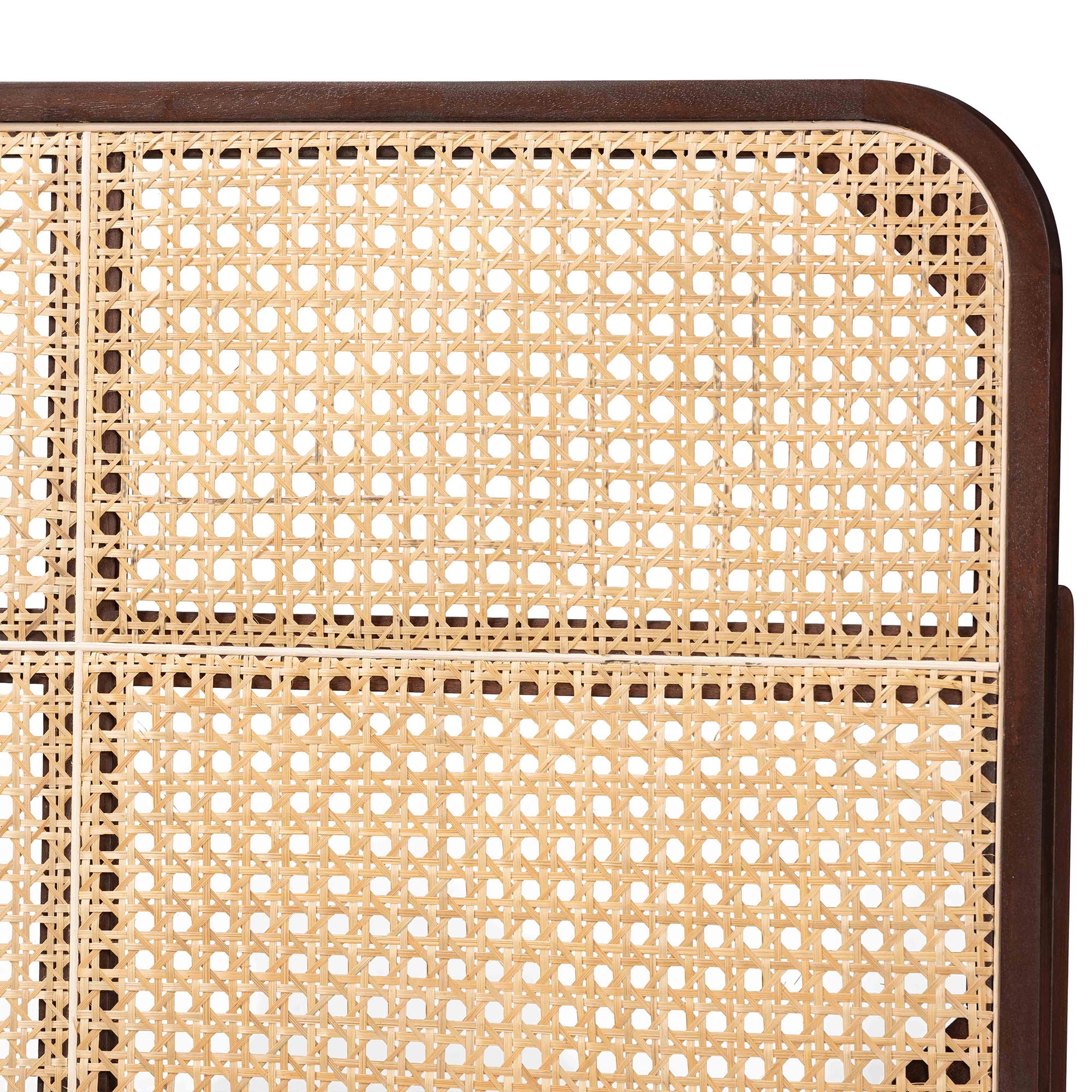 Lainer Modern Bohemian Dark Brown Finished Bayur Wood and Natural Bamboo Queen Size Headboard