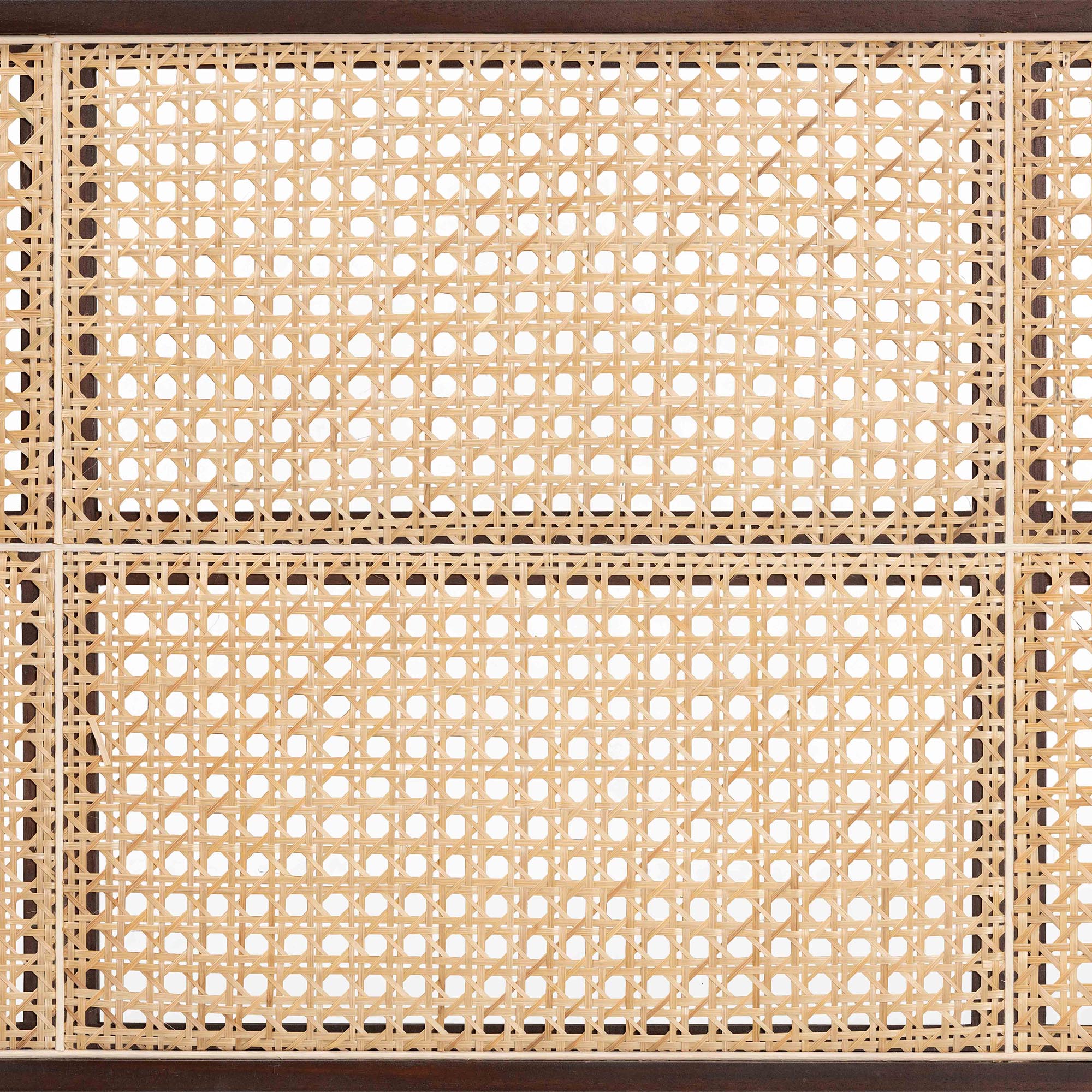 Lainer Modern Bohemian Dark Brown Finished Bayur Wood and Natural Bamboo Queen Size Headboard
