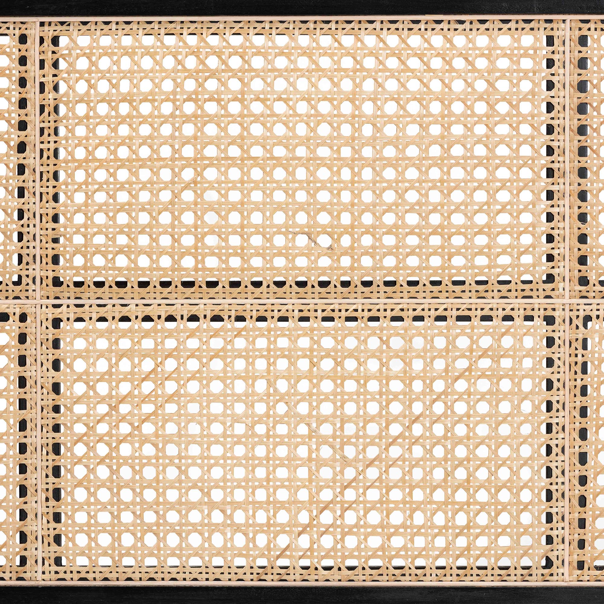 Lainer Modern Bohemian Black Finished Bayur Wood and Natural Bamboo Queen Size Headboard