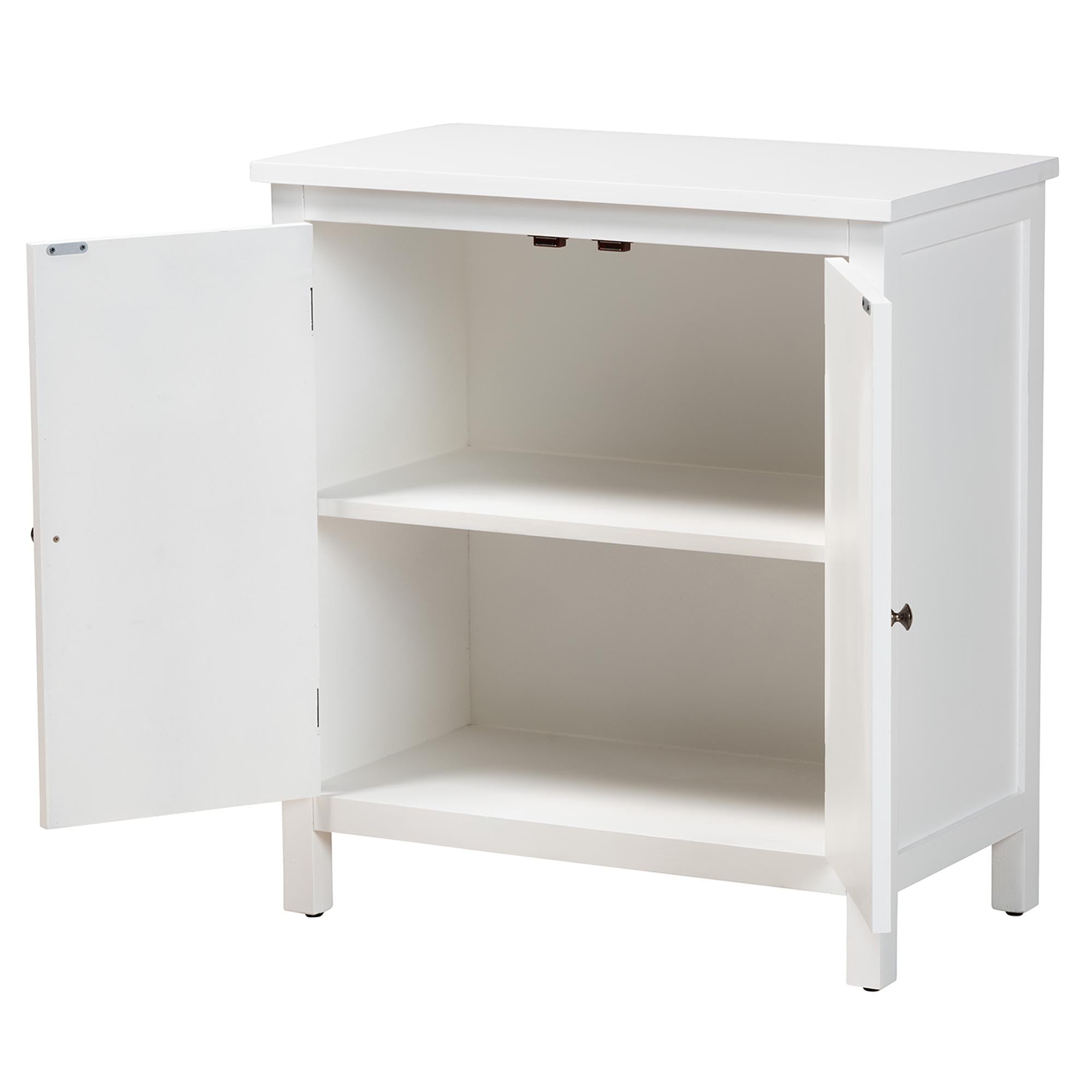 Yelena Classic and Traditional White Finished Wood 2-Door Storage Cabinet