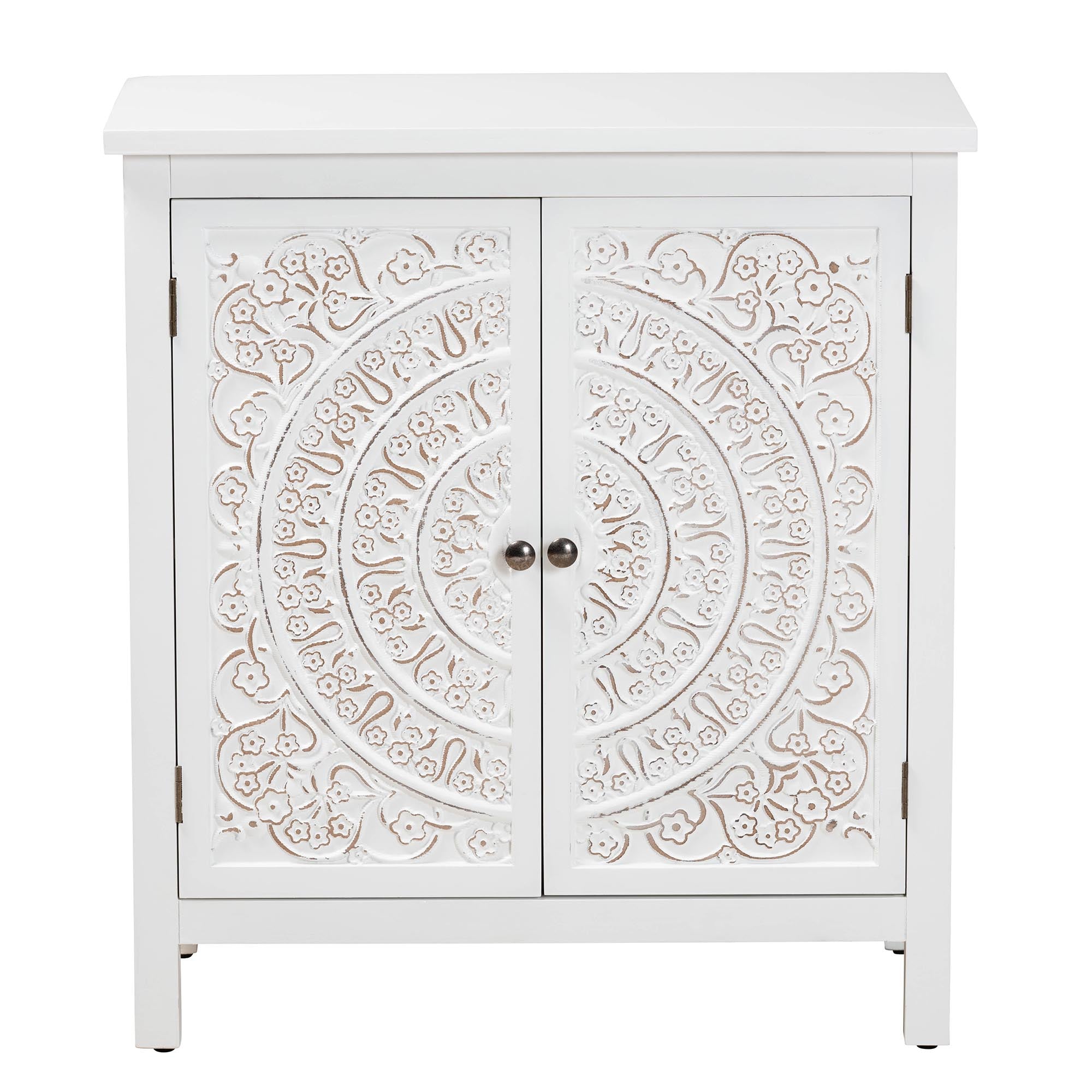 Yelena Classic and Traditional White Finished Wood 2-Door Storage Cabinet