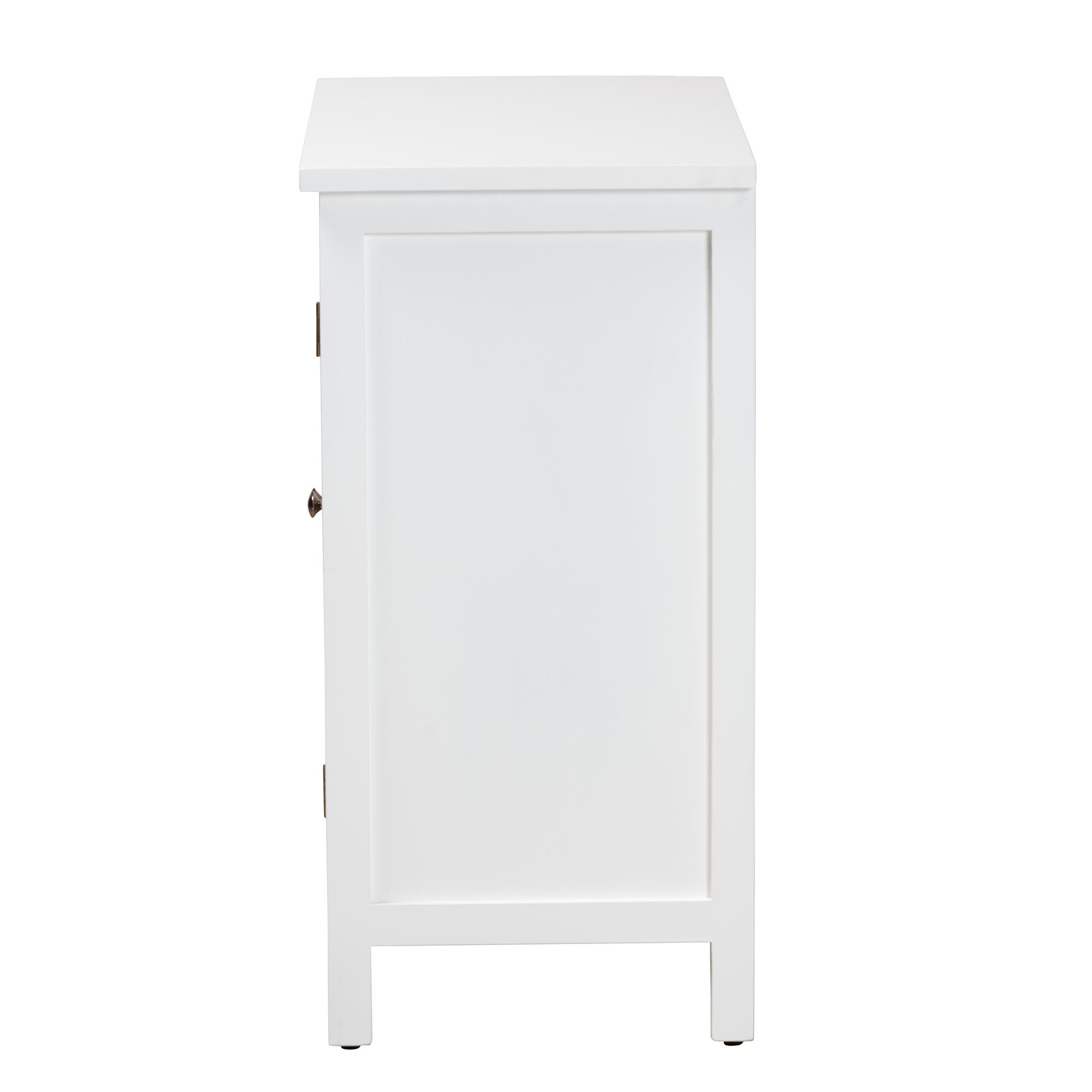 Yelena Classic and Traditional White Finished Wood 2-Door Storage Cabinet