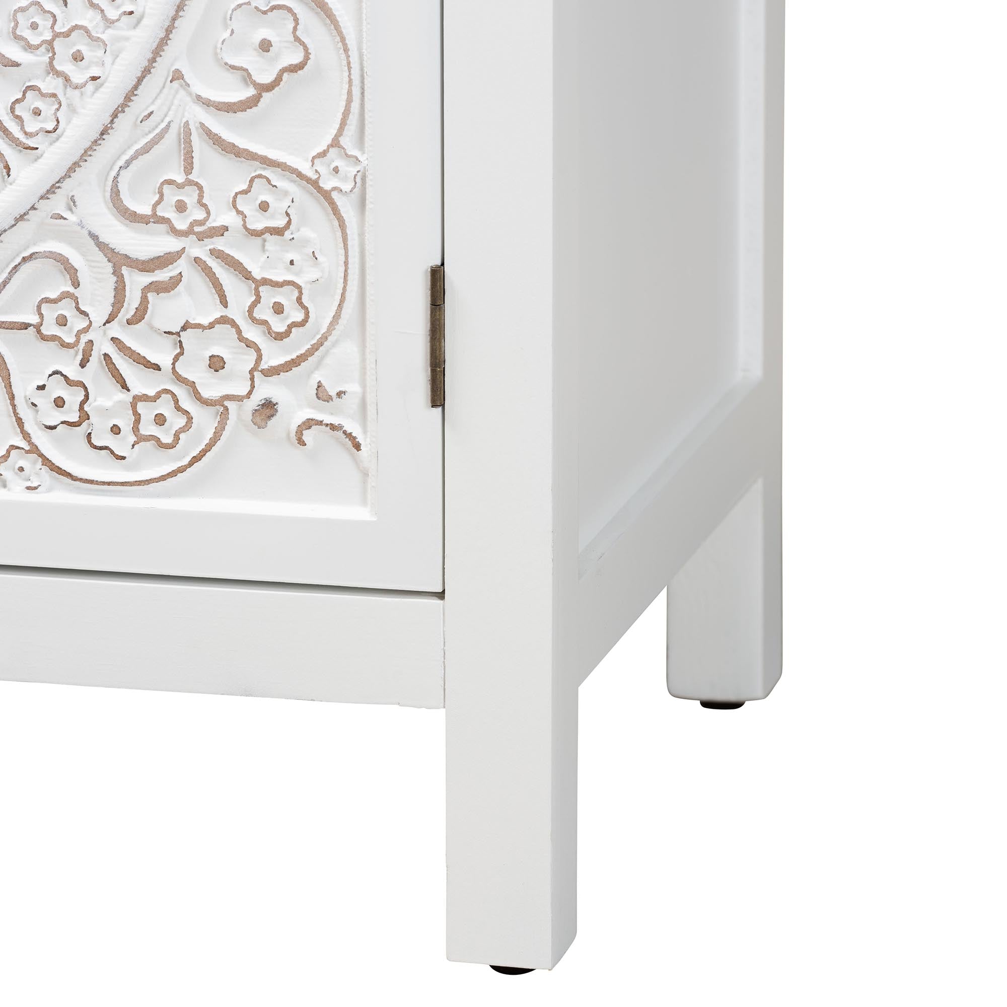 Yelena Classic and Traditional White Finished Wood 2-Door Storage Cabinet