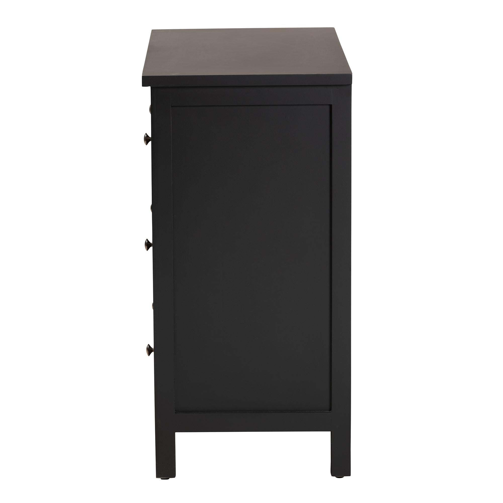 Yelena Classic and Traditional Black Finished Wood 3-Drawer Storage Cabinet
