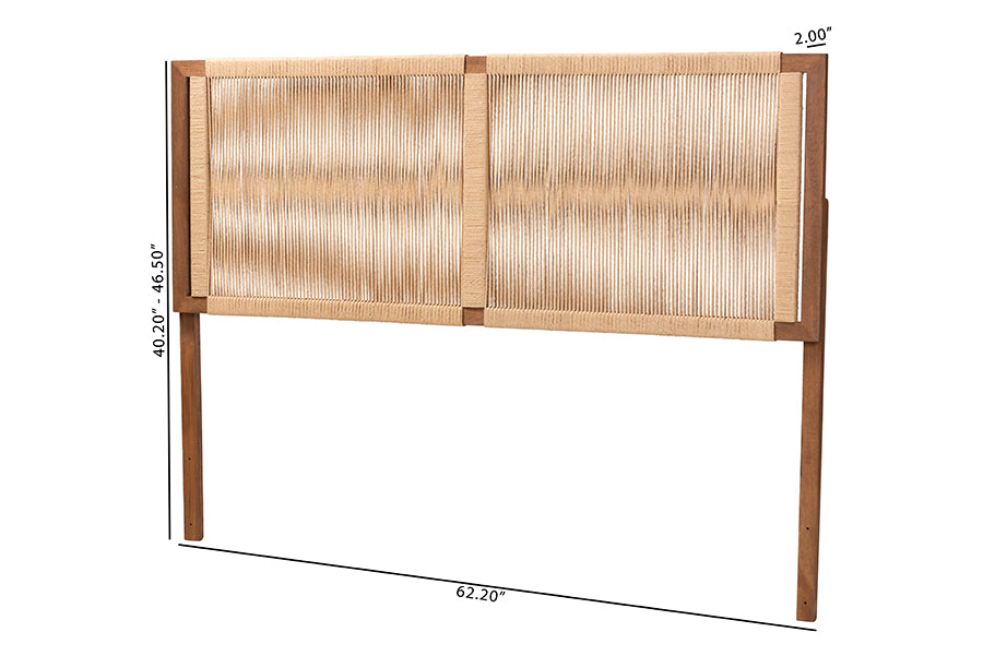 bali & pari Holitz Modern Bohemian Walnut Brown Finished Bayur Wood Queen Size Headboard