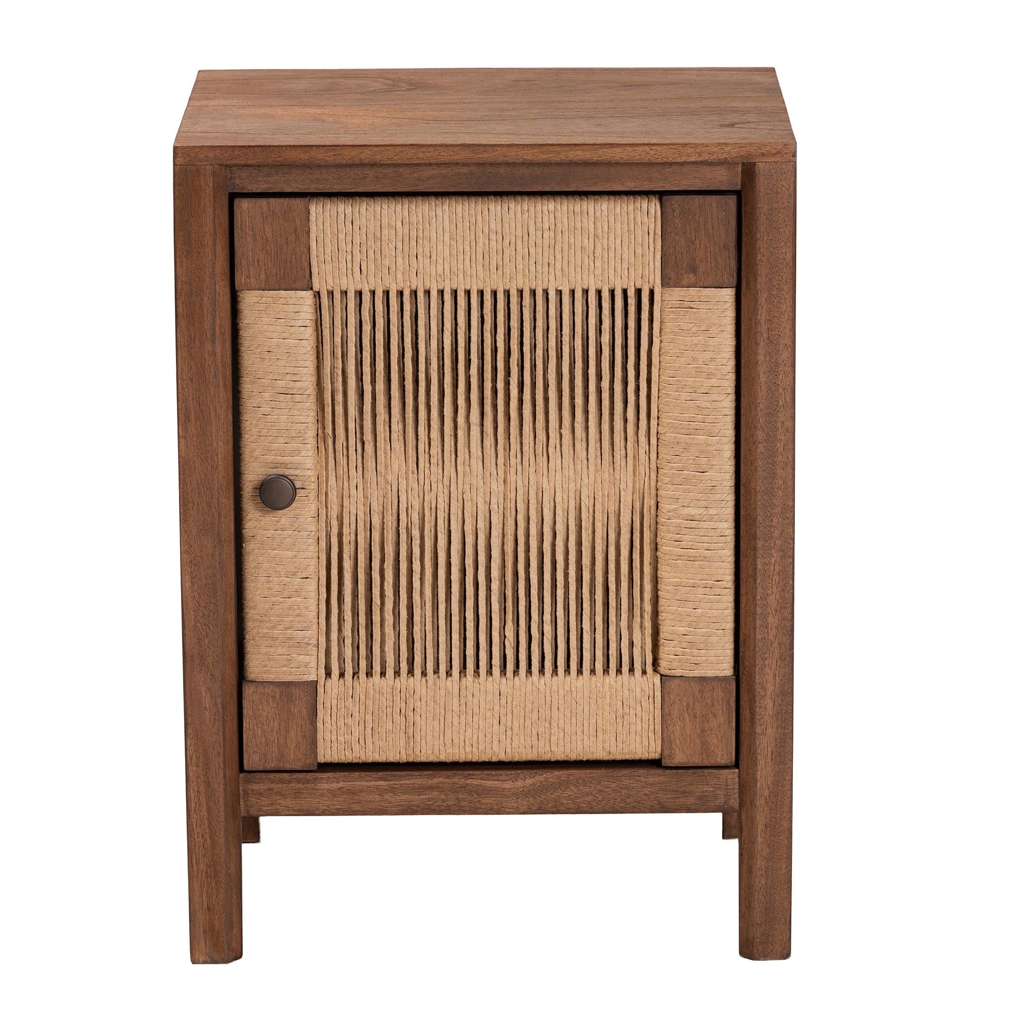 Holitz Modern Bohemian Walnut Brown Finished Bayur Wood Nightstand