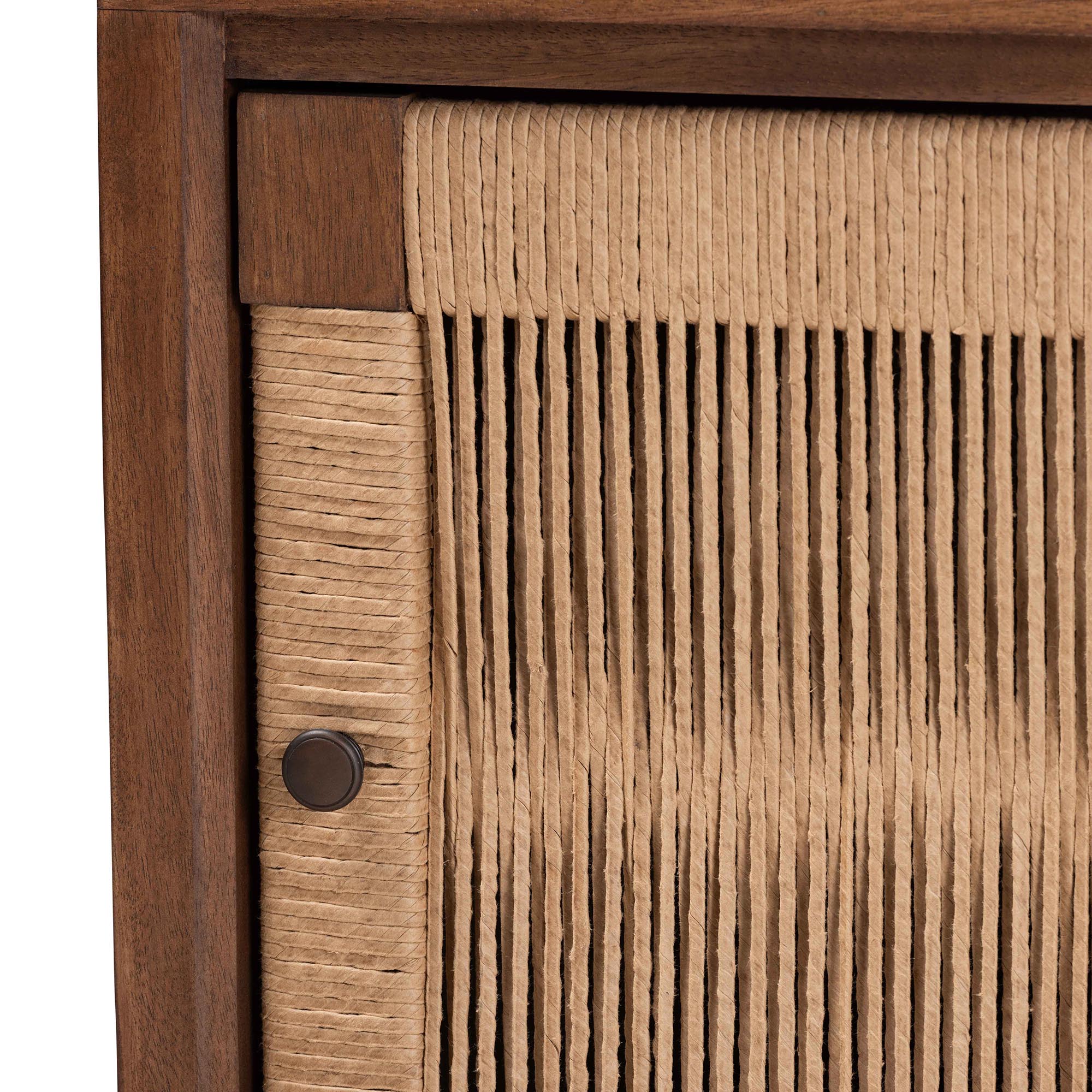 Holitz Modern Bohemian Walnut Brown Finished Bayur Wood Nightstand