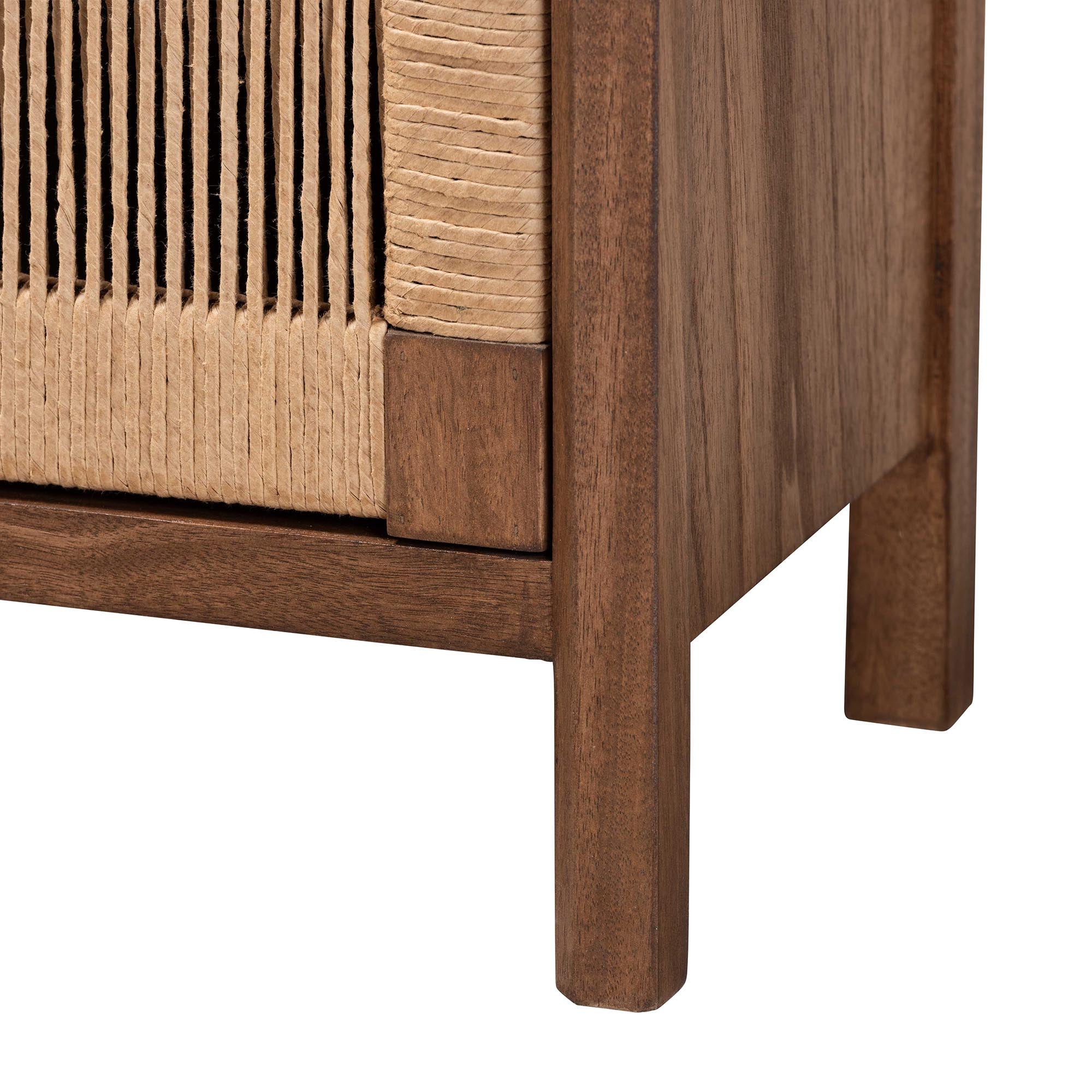Holitz Modern Bohemian Walnut Brown Finished Bayur Wood Nightstand