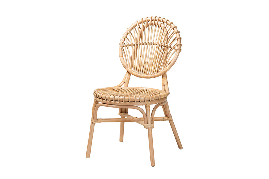 bali & pari Iris Modern Bohemian Natural Brown Rattan Dining Chair