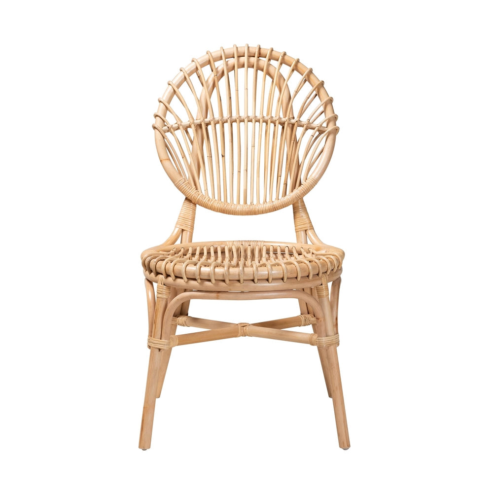 bali & pari Iris Modern Bohemian Natural Brown Rattan Dining Chair