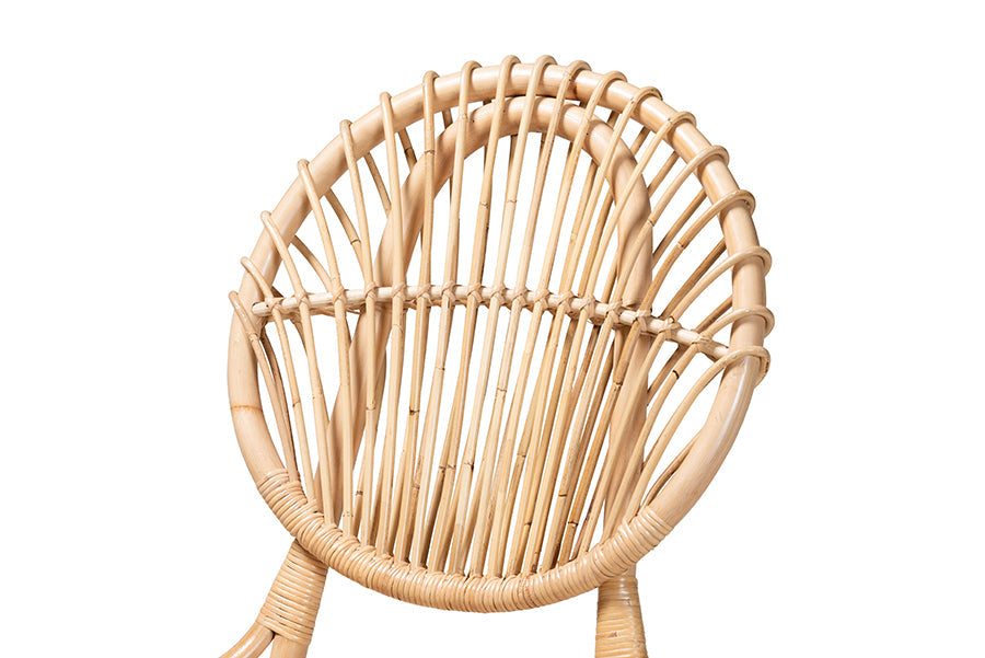 bali & pari Iris Modern Bohemian Natural Brown Rattan Dining Chair