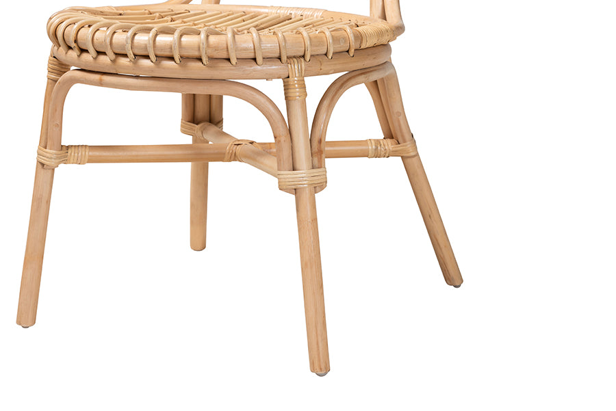 bali & pari Iris Modern Bohemian Natural Brown Rattan Dining Chair