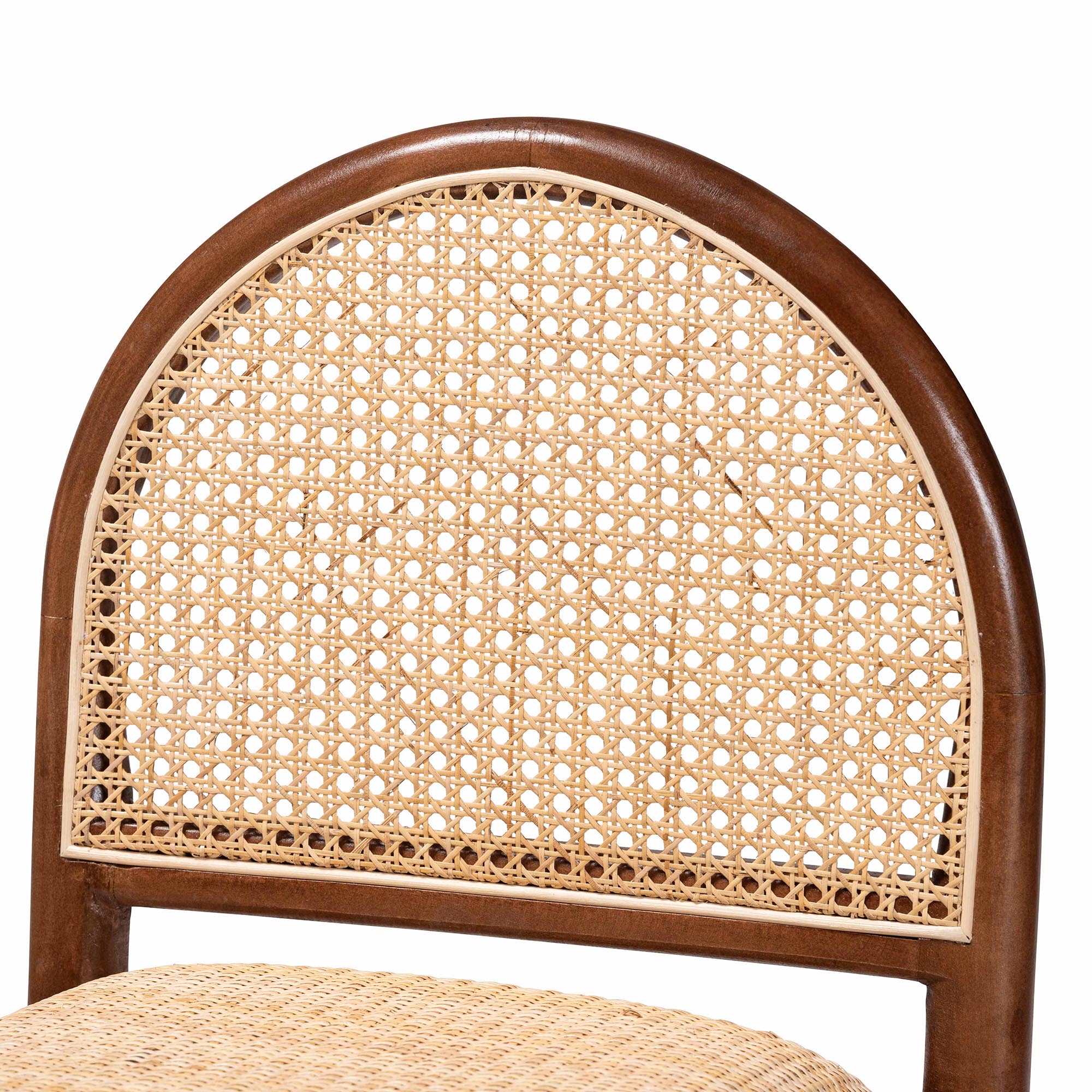 Maryland Modern Bohemian Natural Rattan and Acacia Wood Counter Stool