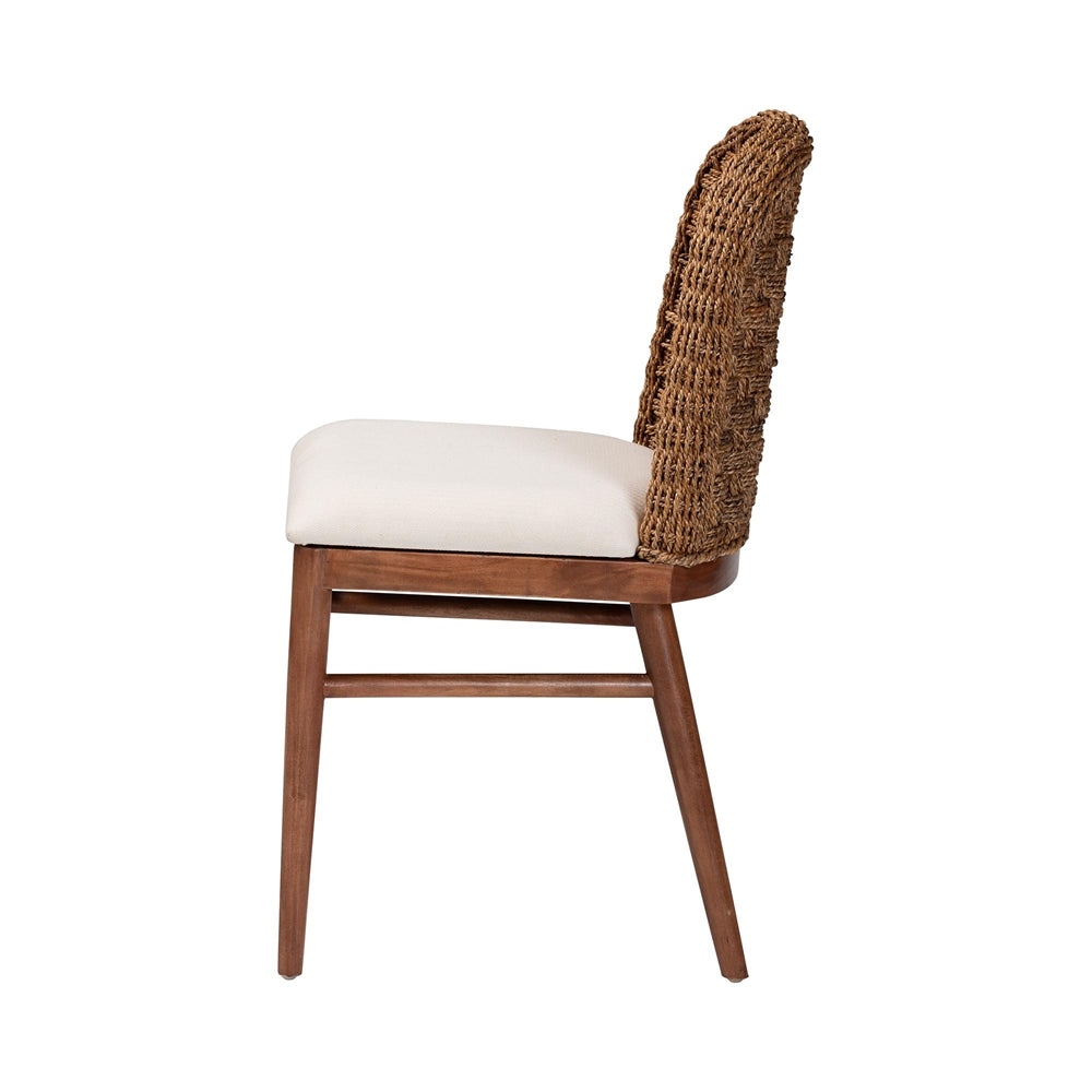 Denver Modern Bohemian Walnut Brown Finished Acacia Wood and Seagrass Dining Chair