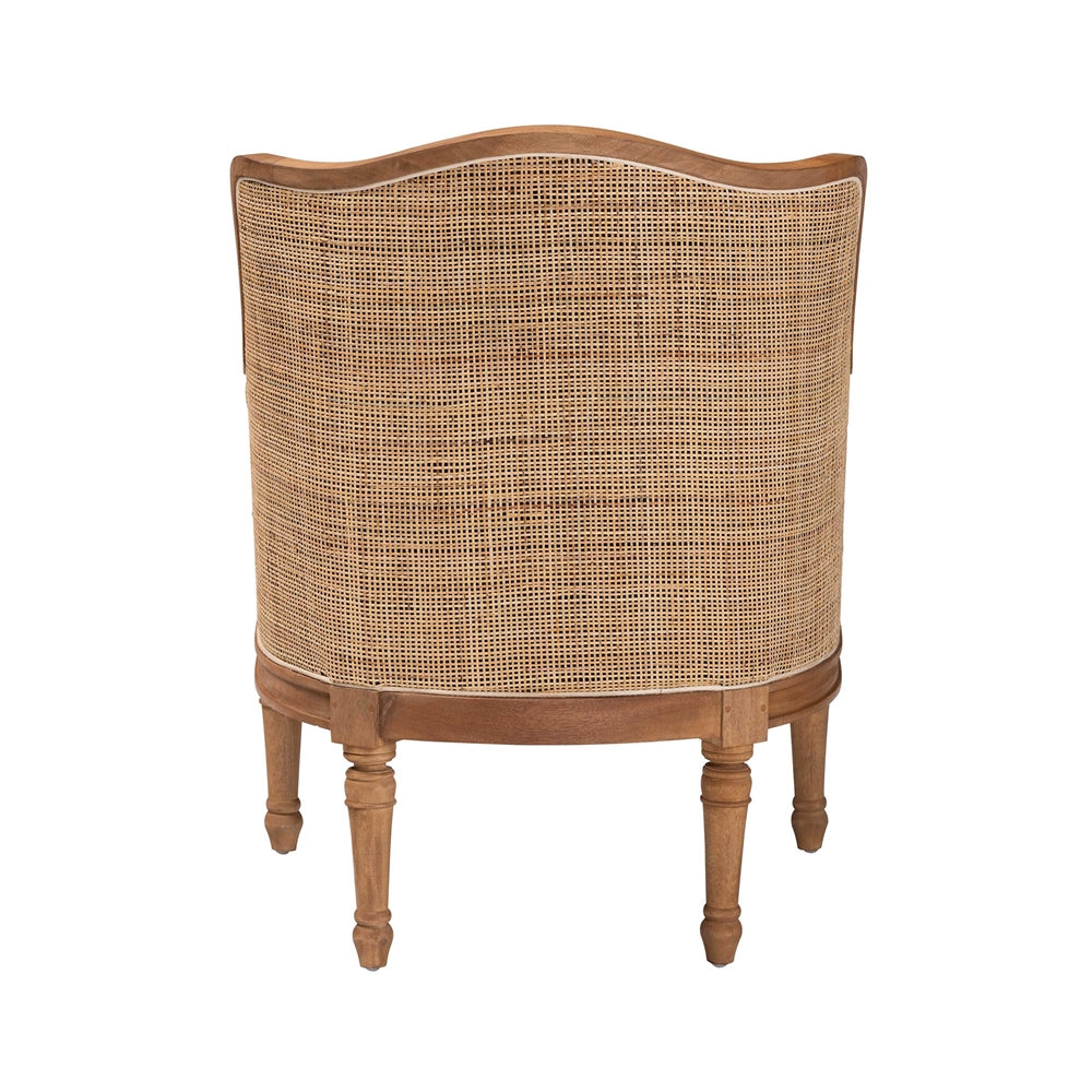 Elizette Traditional French Beige Fabric and Honey Oak Finished Wood Accent Chair