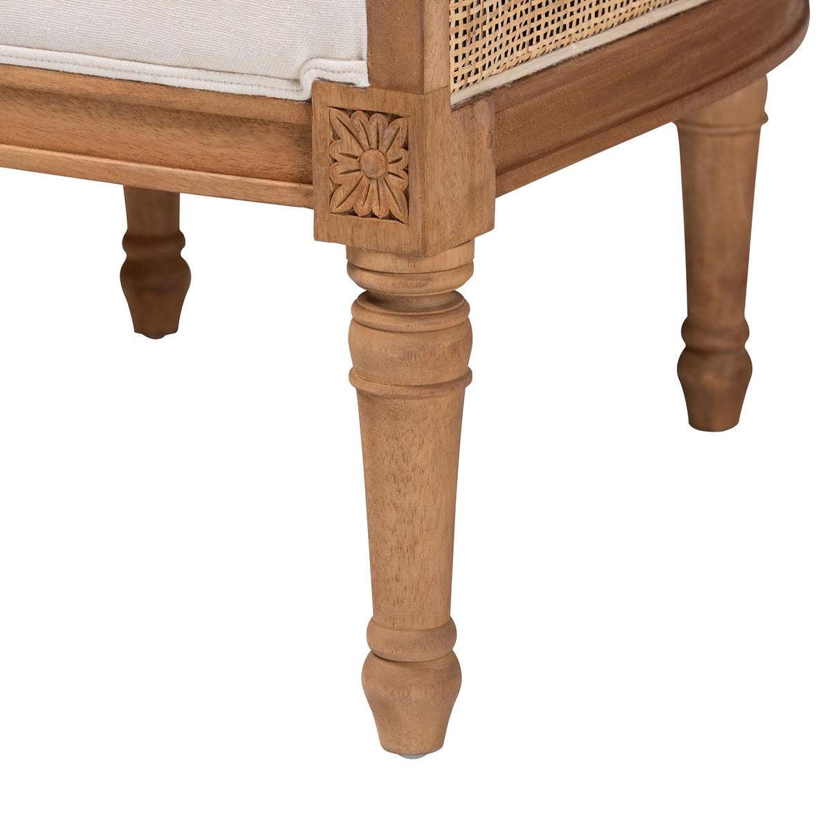 Elizette Traditional French Beige Fabric and Honey Oak Finished Wood Accent Chair