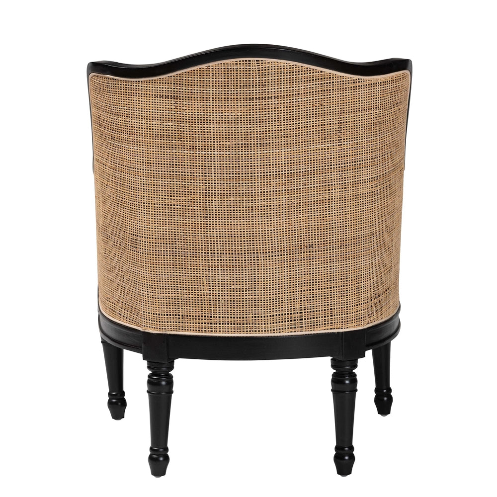 Elizette Traditional French Beige Fabric and Black Finished Wood Accent Chair