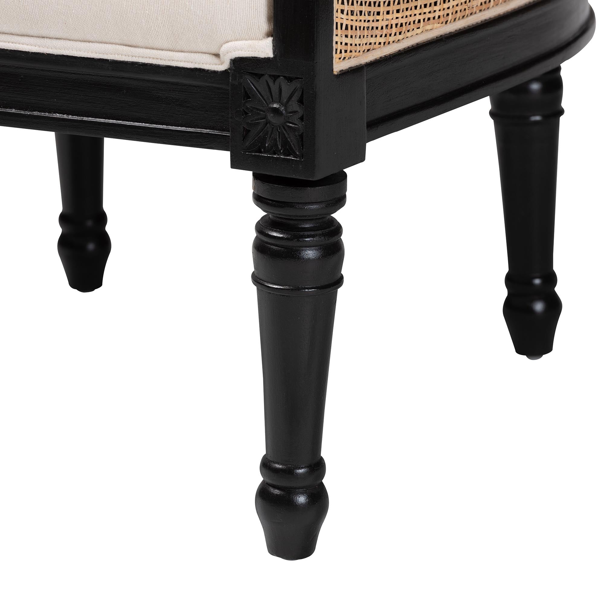Elizette Traditional French Beige Fabric and Black Finished Wood Accent Chair
