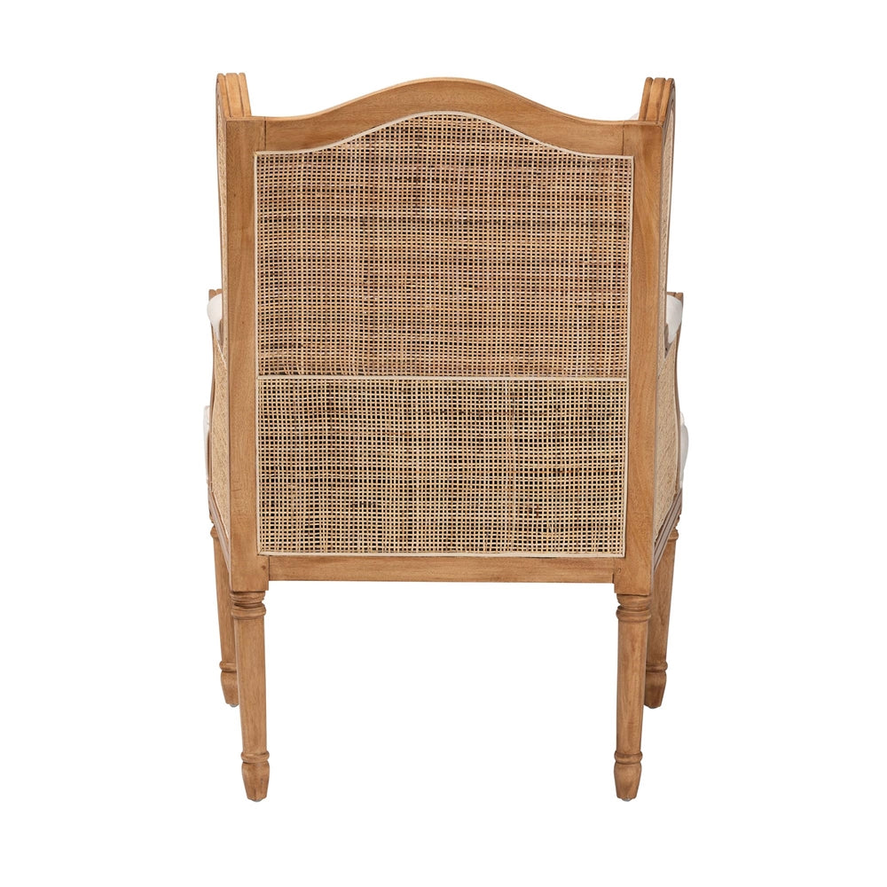 bali & pari Rachana Traditional French Beige Fabric and Honey Oak Finished Wood Accent Chair