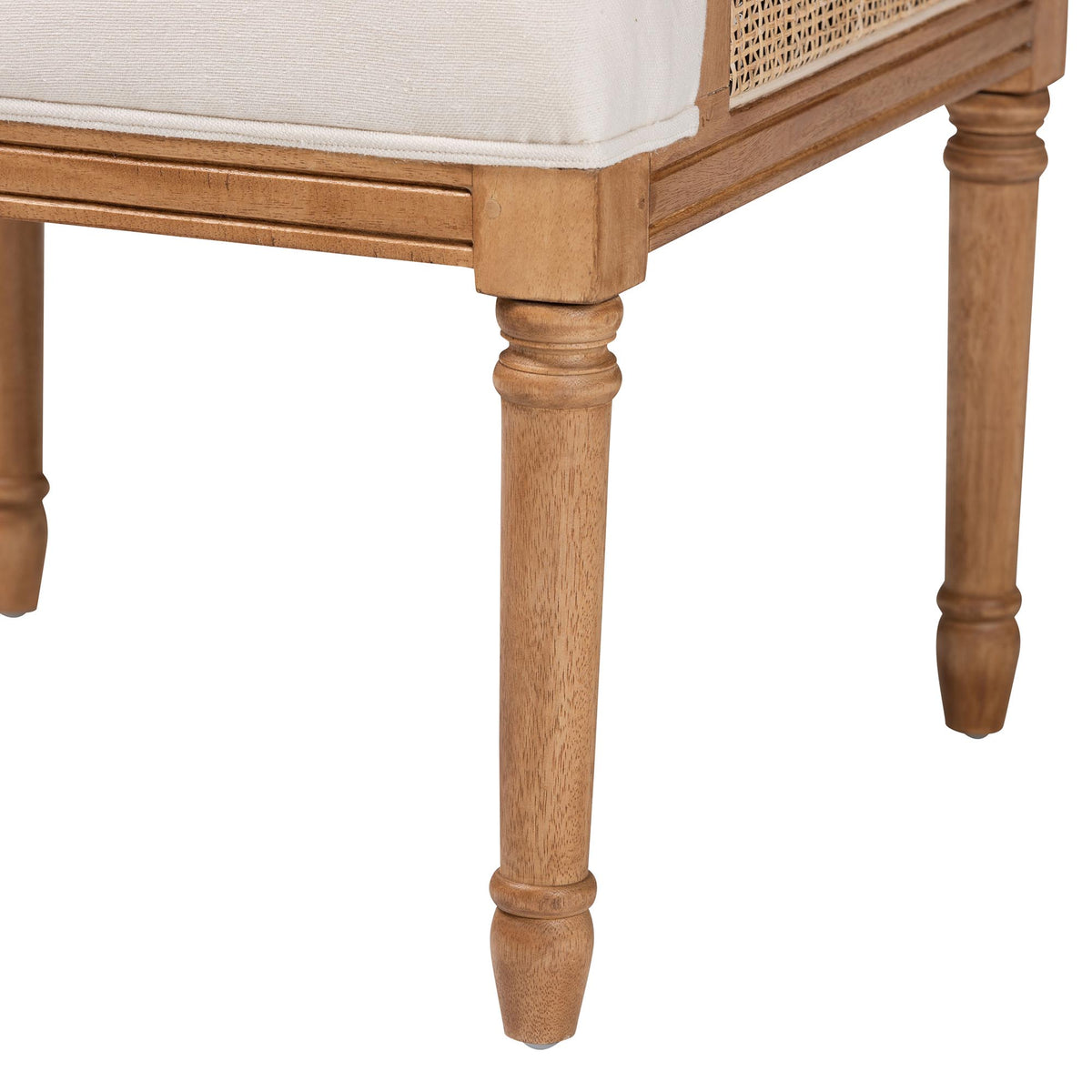 bali & pari Rachana Traditional French Beige Fabric and Honey Oak Finished Wood Accent Chair