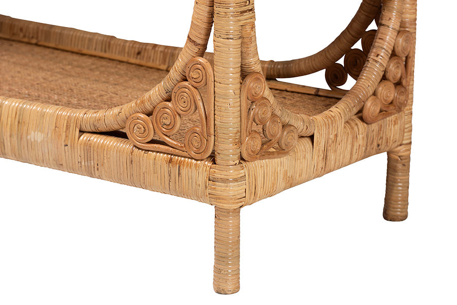 bali & pari Ramona Modern Bohemian Light Honey Rattan Console Table