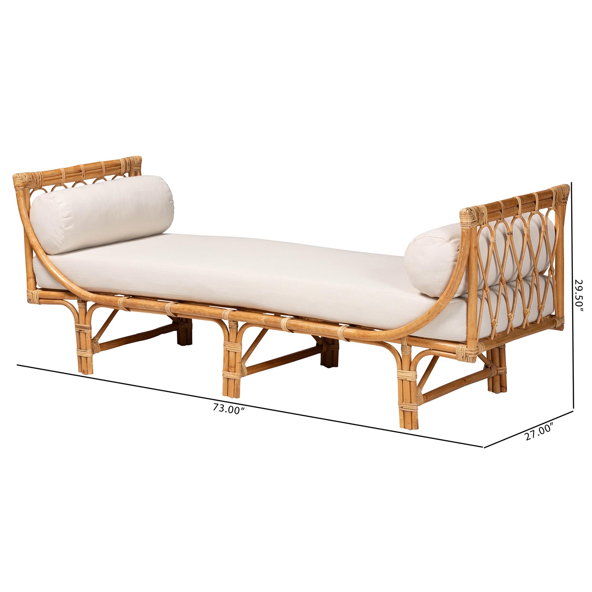 Pari Macias Modern Bohemian Natural Brown Rattan Daybed