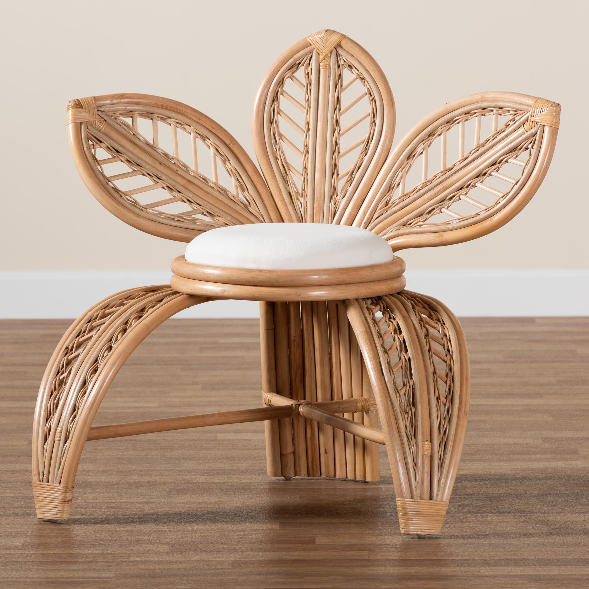 bali & pari Gresham Modern Bohemian Natural Rattan Leaf Accent Chair