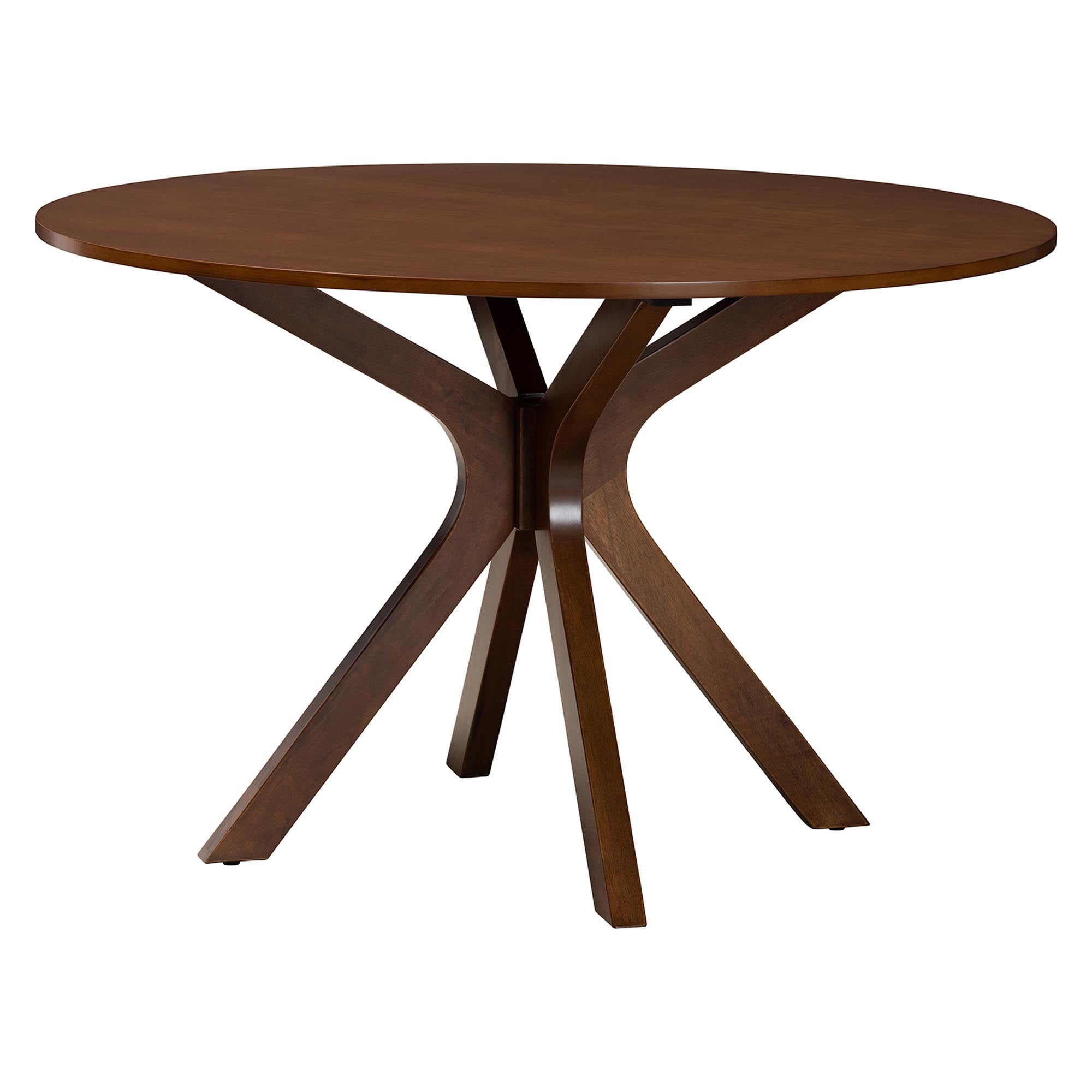 Giuliana Mid-Century Modern Walnut Brown Finished Wood and Woven Rattan 7-Piece Dining Set