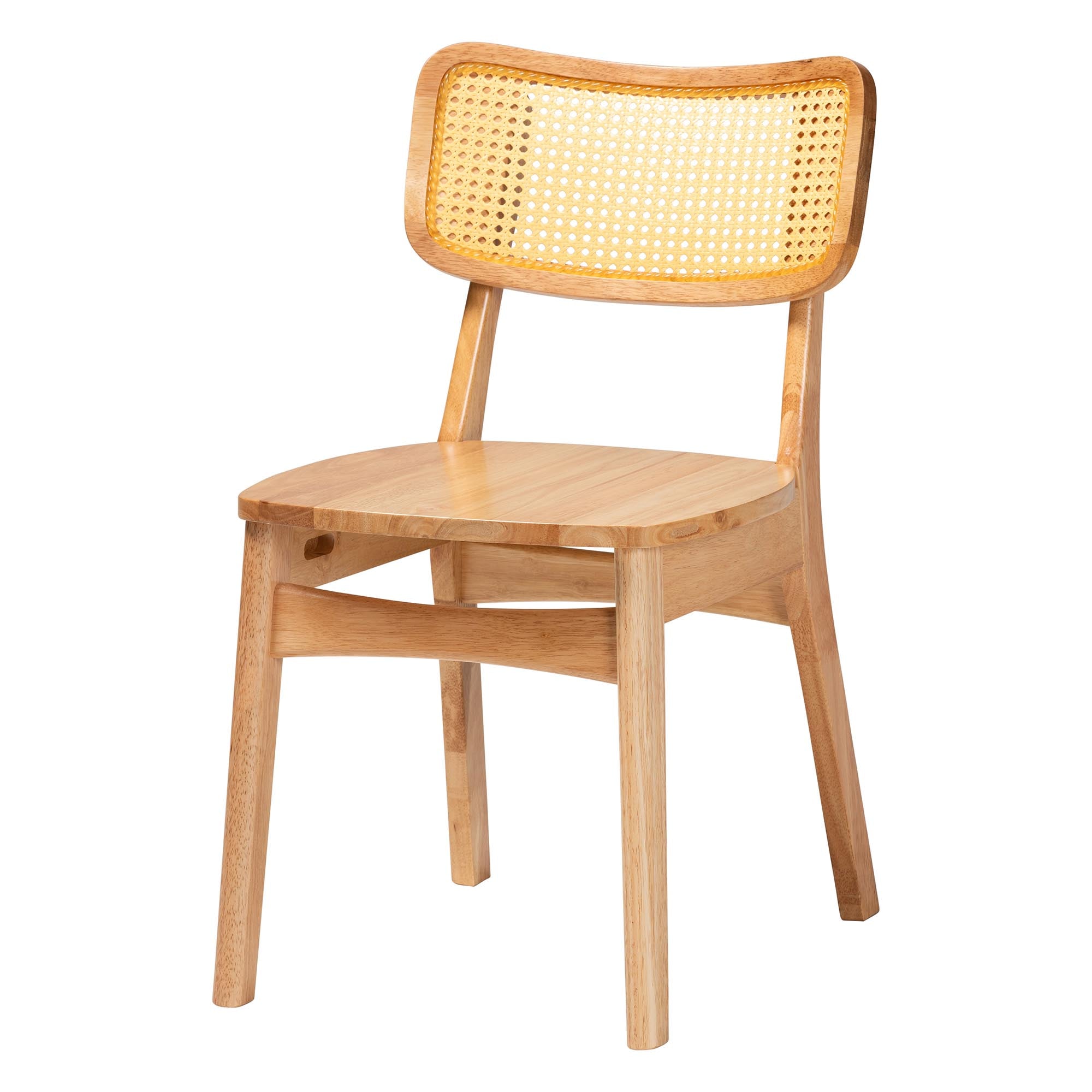 Dulcet Mid-Century Modern Oak Brown Finished Wood and Rattan 5-Piece Dining Set