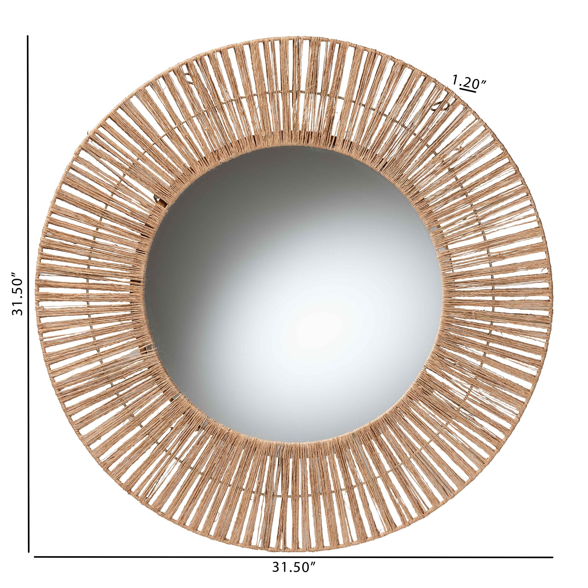 Leala Modern Bohemian Metal and Natural Brown Seagrass Accent Wall Mirror