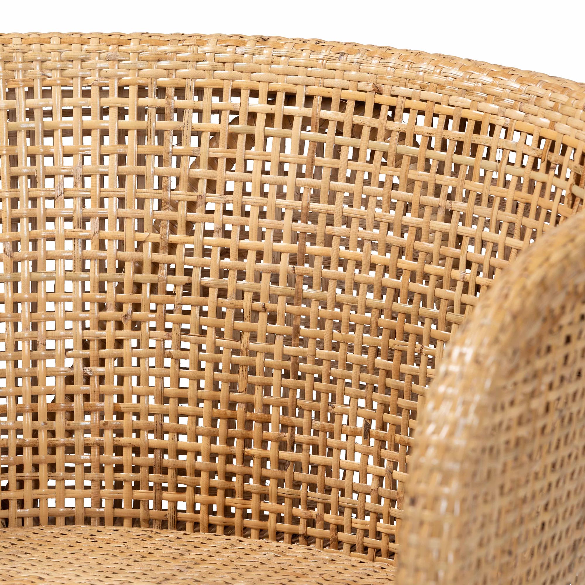 Papua Modern Bohemian Natural Rattan and Walnut Brown Acacia Wood Dining Chair