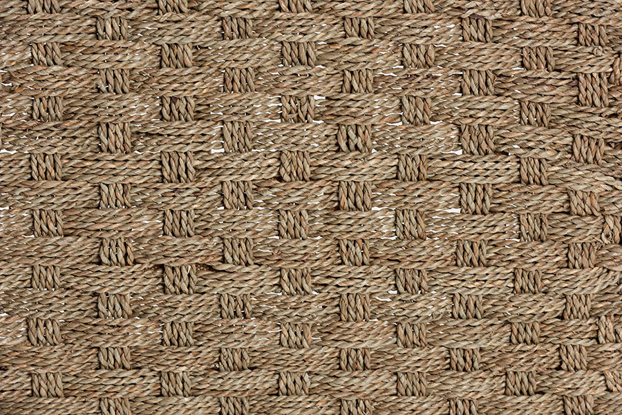 Denver Modern Bohemian Natural Seagrass and Acacia Wood Accent Bench