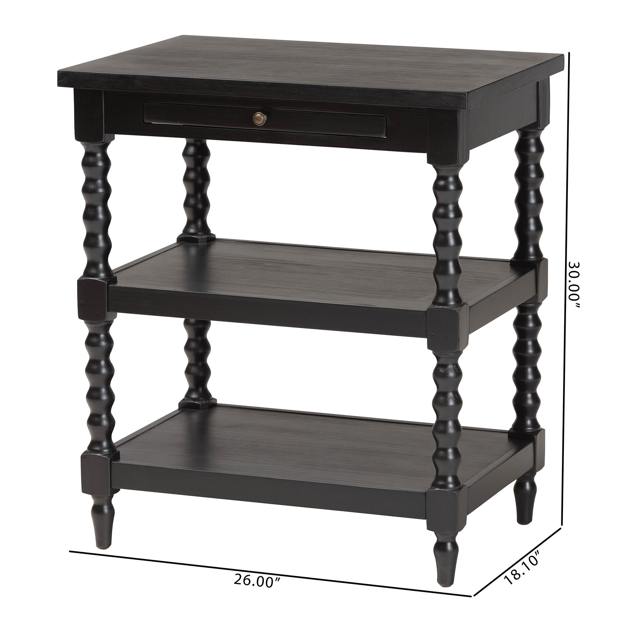 Imogene Retro-Modern Black Wood End Table