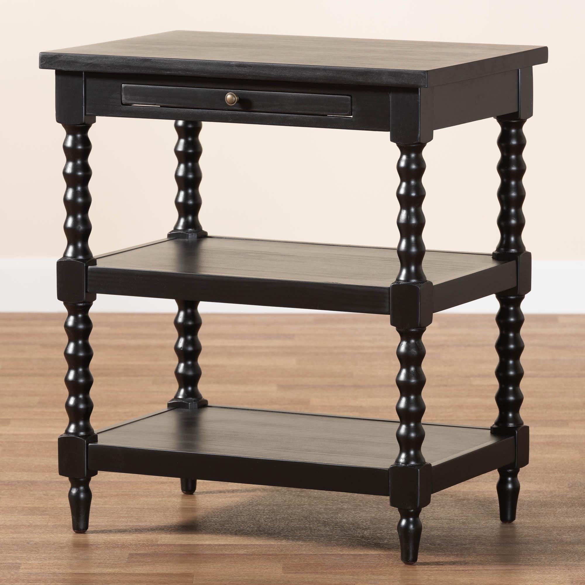 Imogene Retro-Modern Black Wood End Table