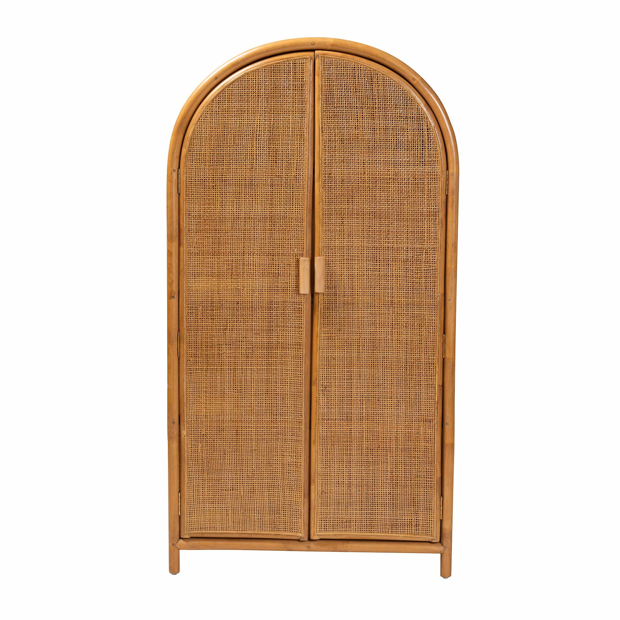 Paloma Modern Bohemian Light Honey Rattan Large Storage Cabinet