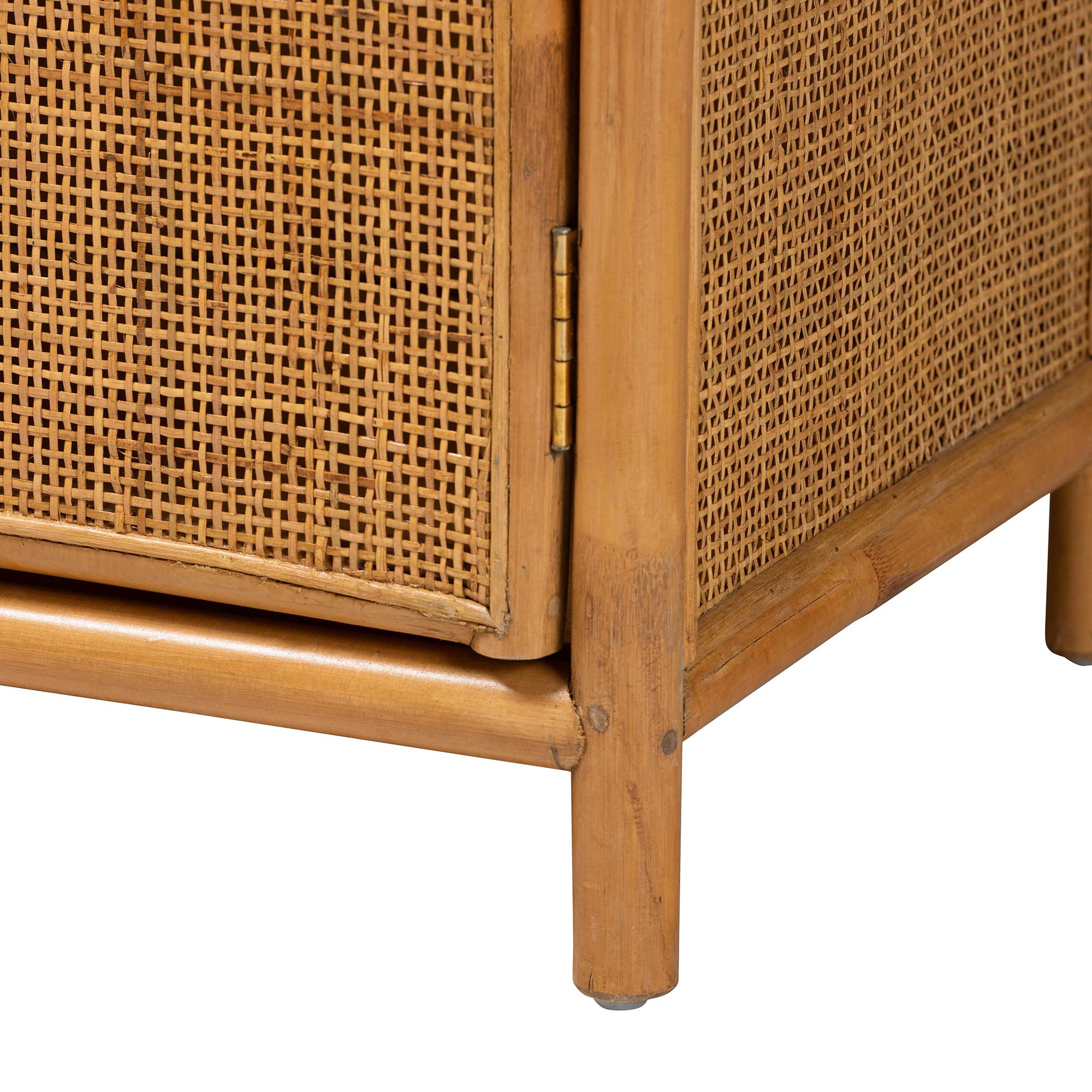 Paloma Modern Bohemian Light Honey Rattan Large Storage Cabinet