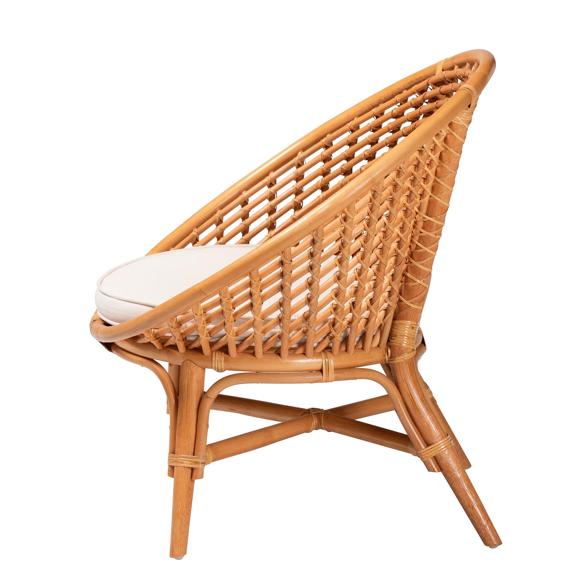 Aerin Modern Bohemian Natural Rattan Accent Chair