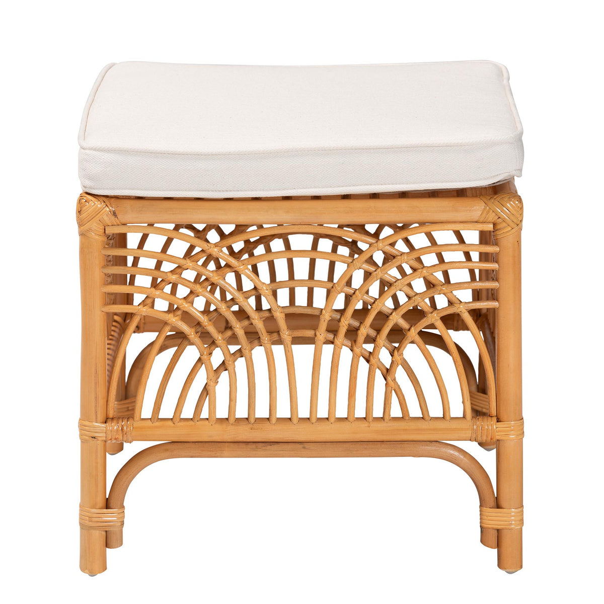 Materra Modern bohemian Natural Brown Rattan Footstool