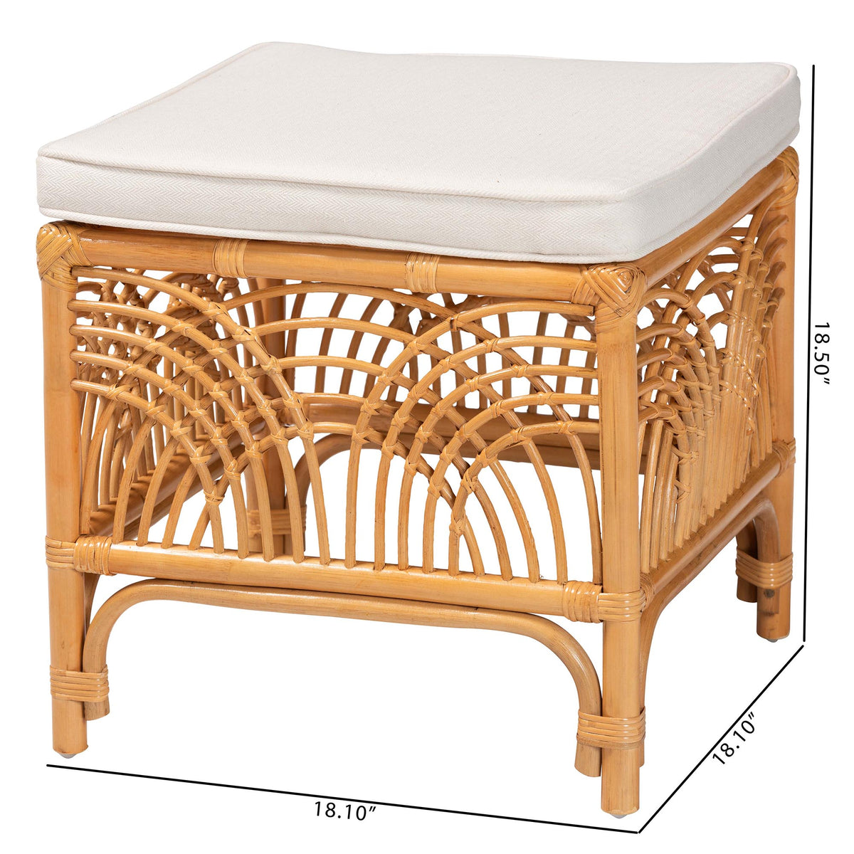 Materra Modern bohemian Natural Brown Rattan Footstool