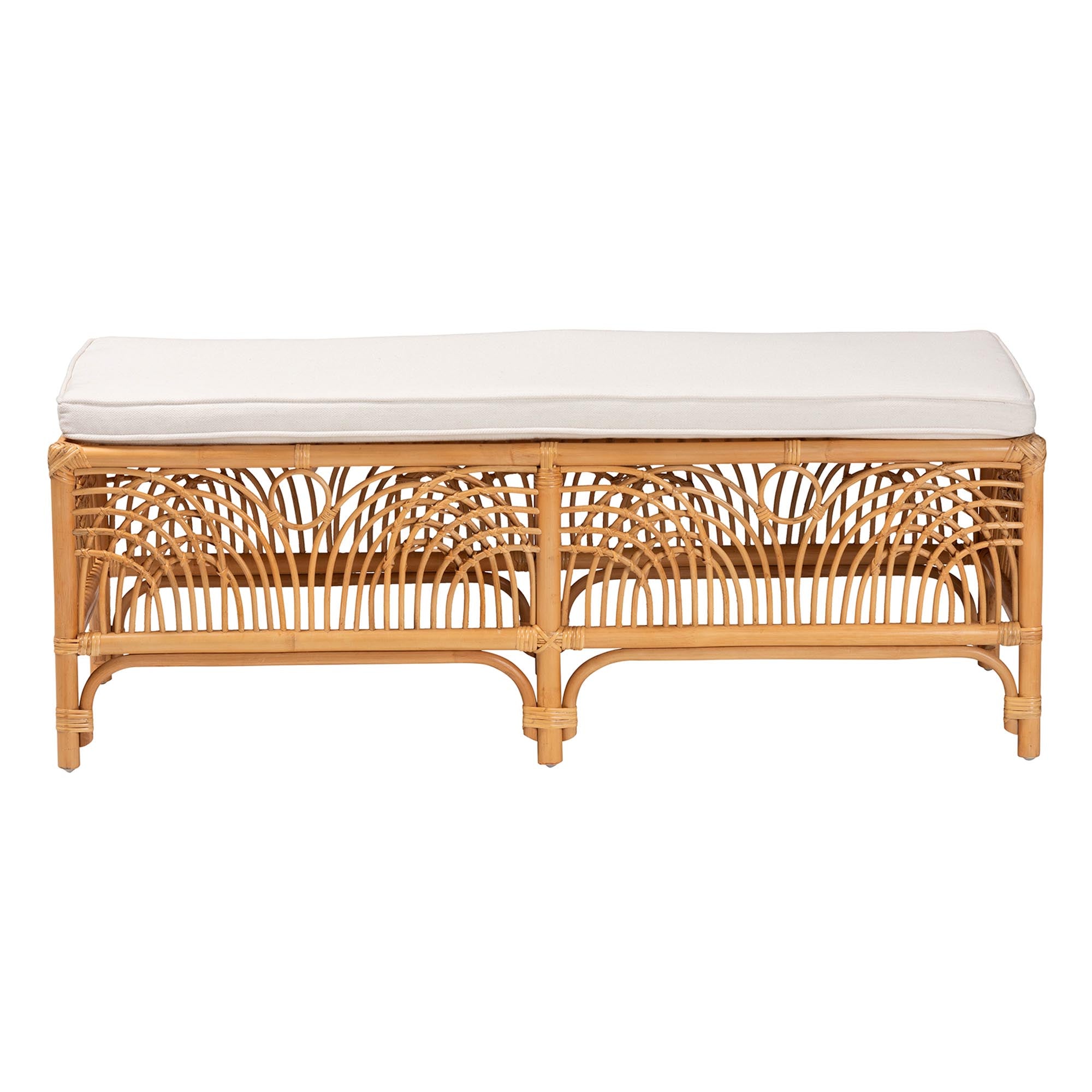 Materra Modern bohemian Natural Brown Rattan Bench