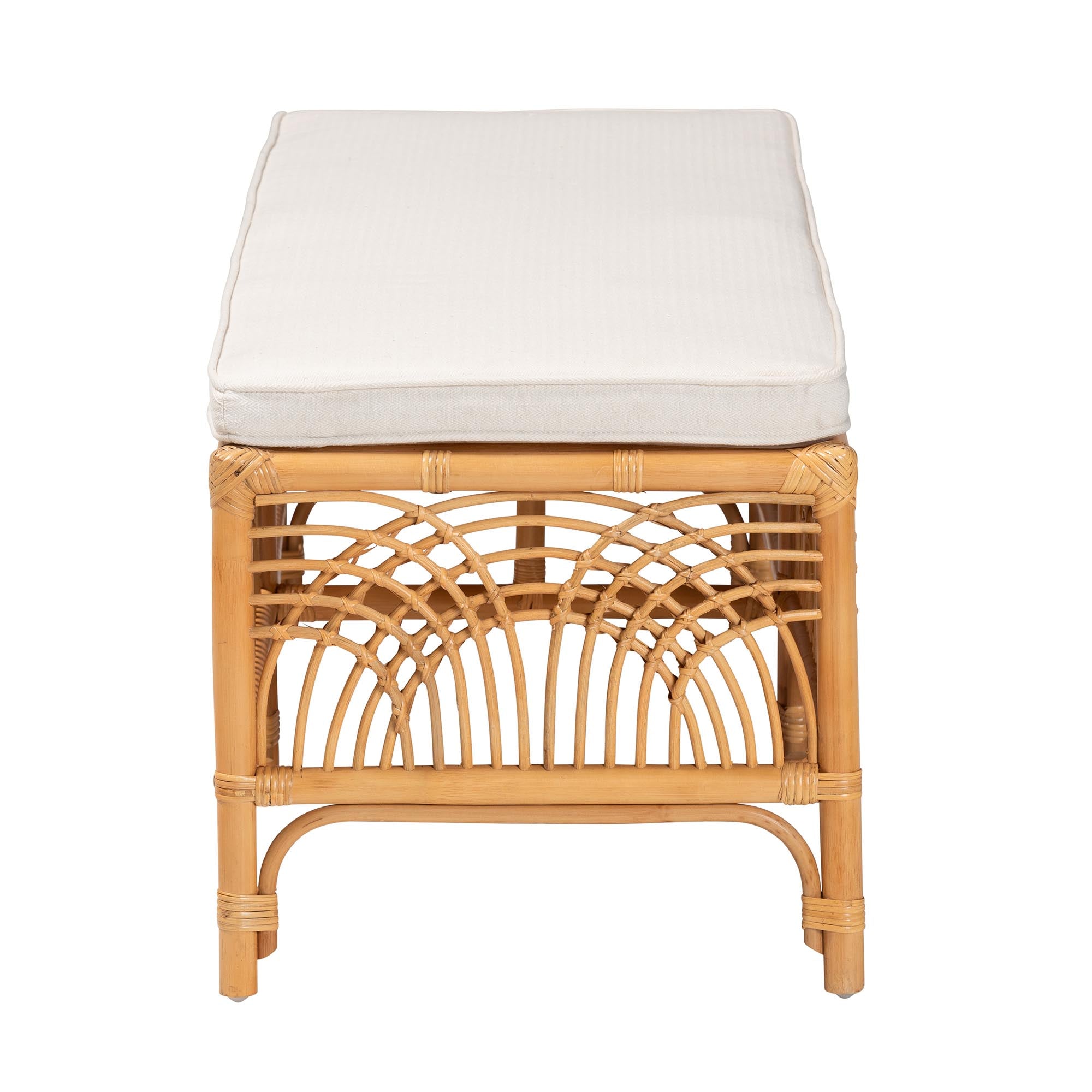 Materra Modern bohemian Natural Brown Rattan Bench