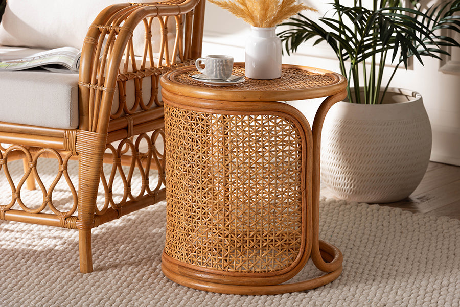 Eldon Bohemian Honey Rattan End Table