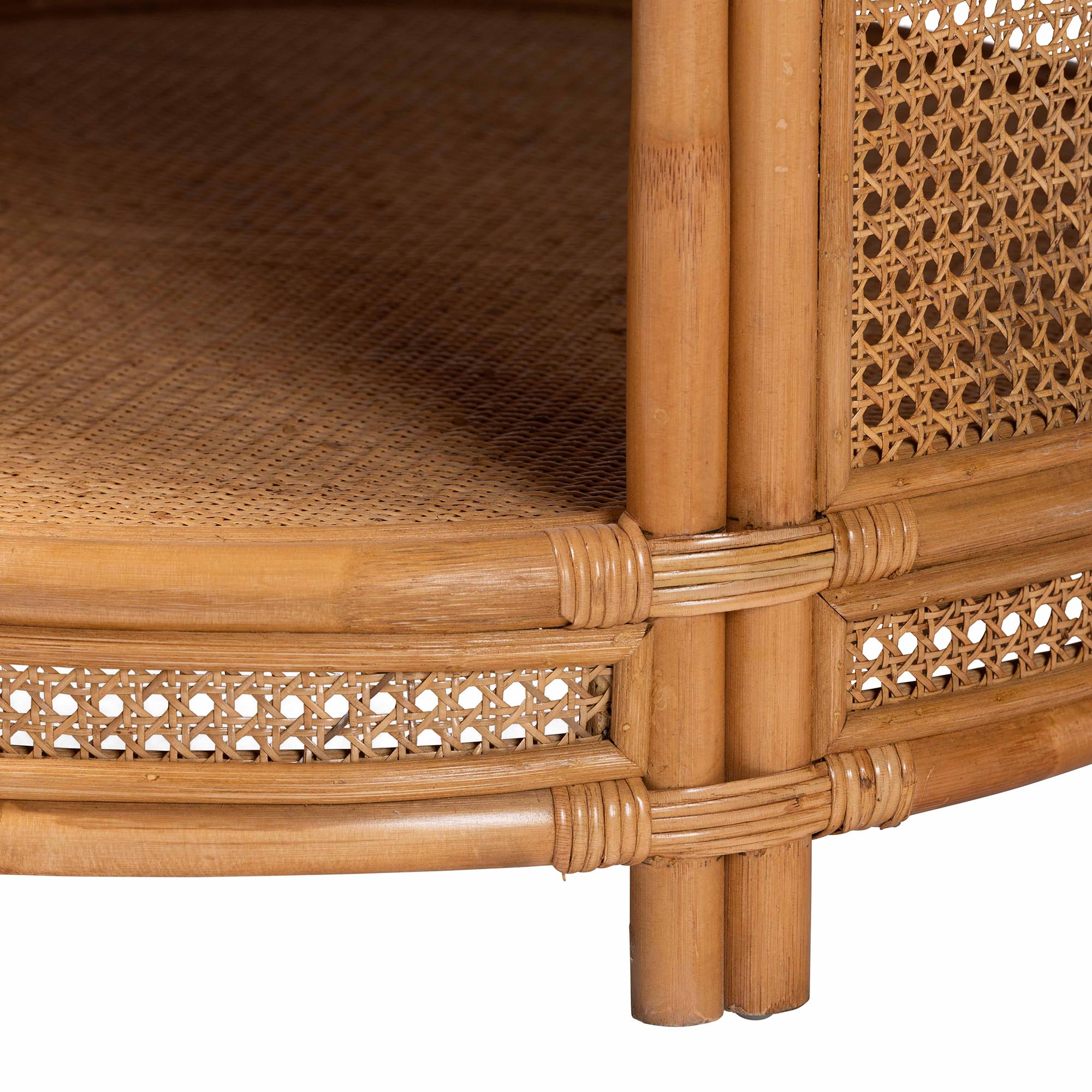 Louis Modern Bohemian Natural Brown Rattan Coffee Table