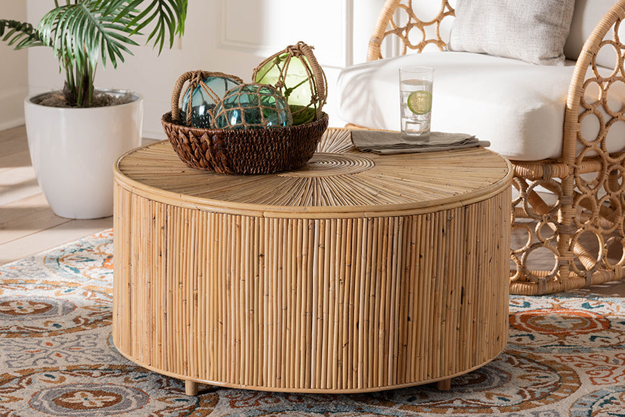 Miami Bohemian Light Honey Rattan Coffee Table