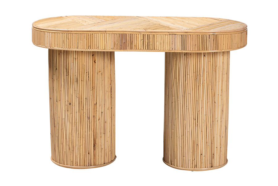 Iryna Modern Bohemian Natural Rattan Console Table